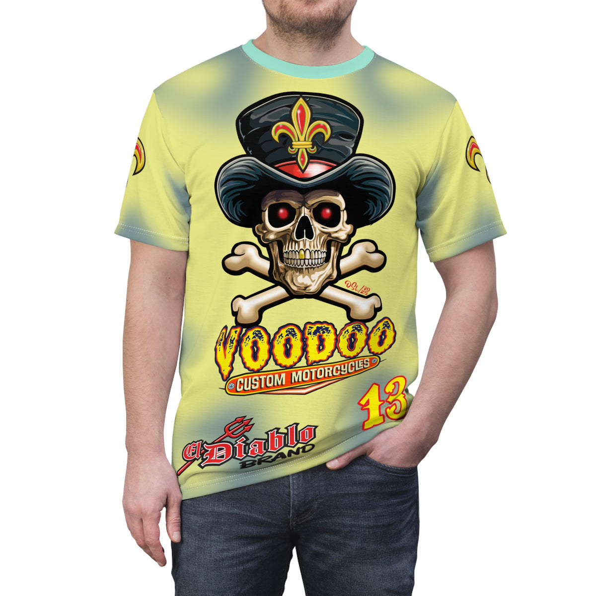 Voodoo Custom Motorcycles HIVIZ TYE DYE BLAST SUPER RIDING TEE - Look Cool, Ride Cool In our Finest Biker Riding Tee