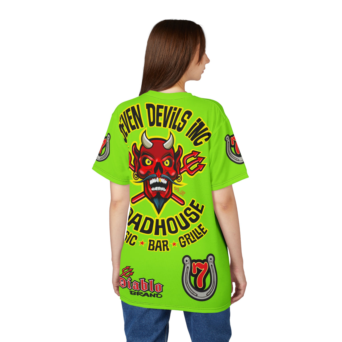 Very Special Seven Devils Road House (BLACK STAR HIVIZ LIMITED EDITION) Custom Super Riding Tee - Retro Devil Style Graphic Style