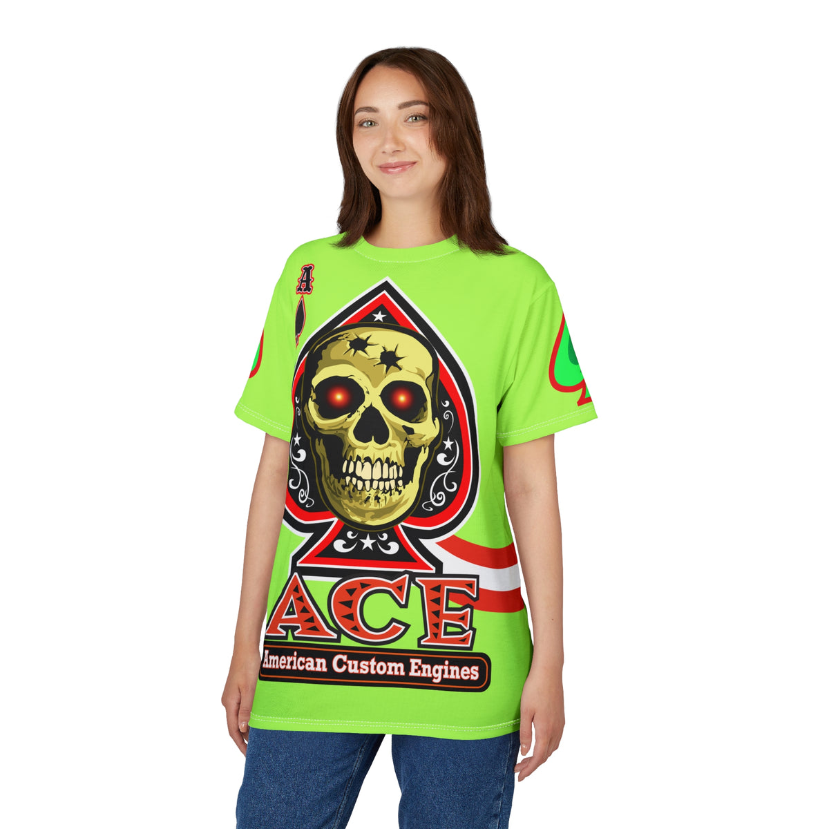 American Custom Engines ACE - Very Special Lumina Green  Ace of Spades Death Card High visibility Graphics