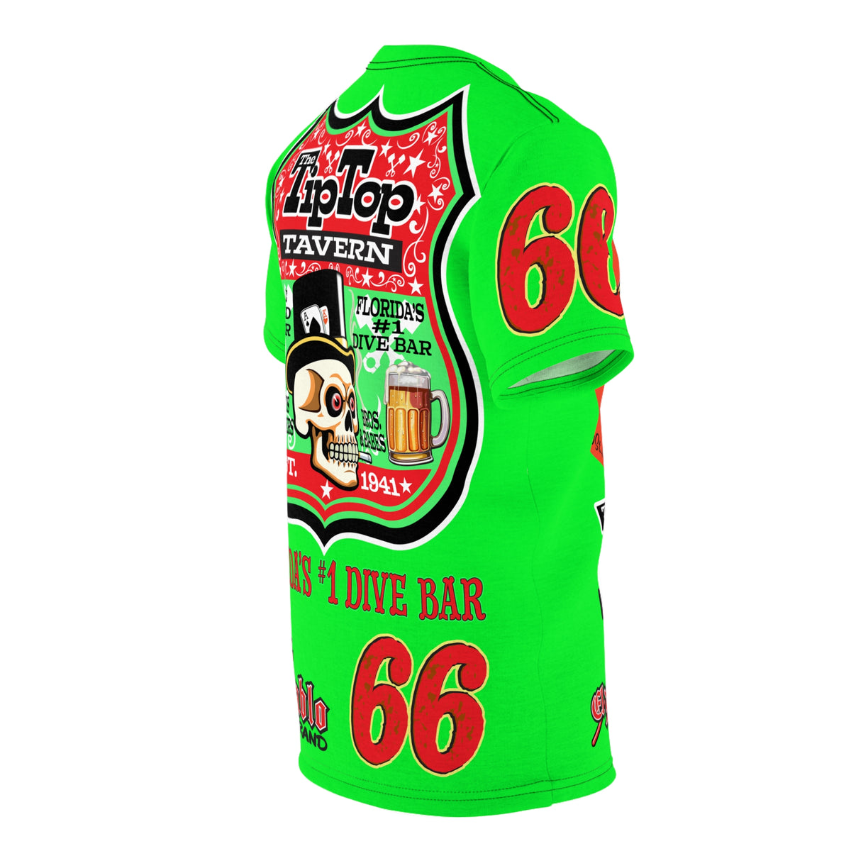 VERY SPECIAL Tip Top Tavern Dive Bar -HiViZ Lumina Green Super Riding Tee (*Limited Edition) - Florida's Best Dive Bar, Bikes Beers Babes & Bros. - Honouring Biker Bars