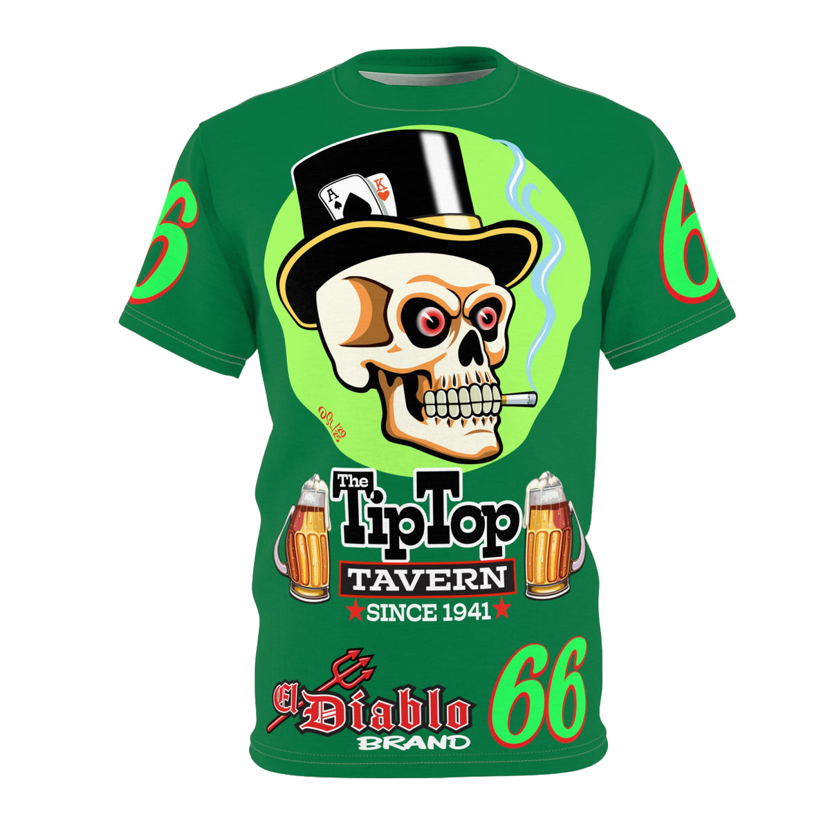Tip Top Tavern Dive Bar Super Tee - Special Edition Mean Green + XL Graphics - America's Best Dive Bar - Bikes Beers Babes & Bros. - Biker Bar Tee