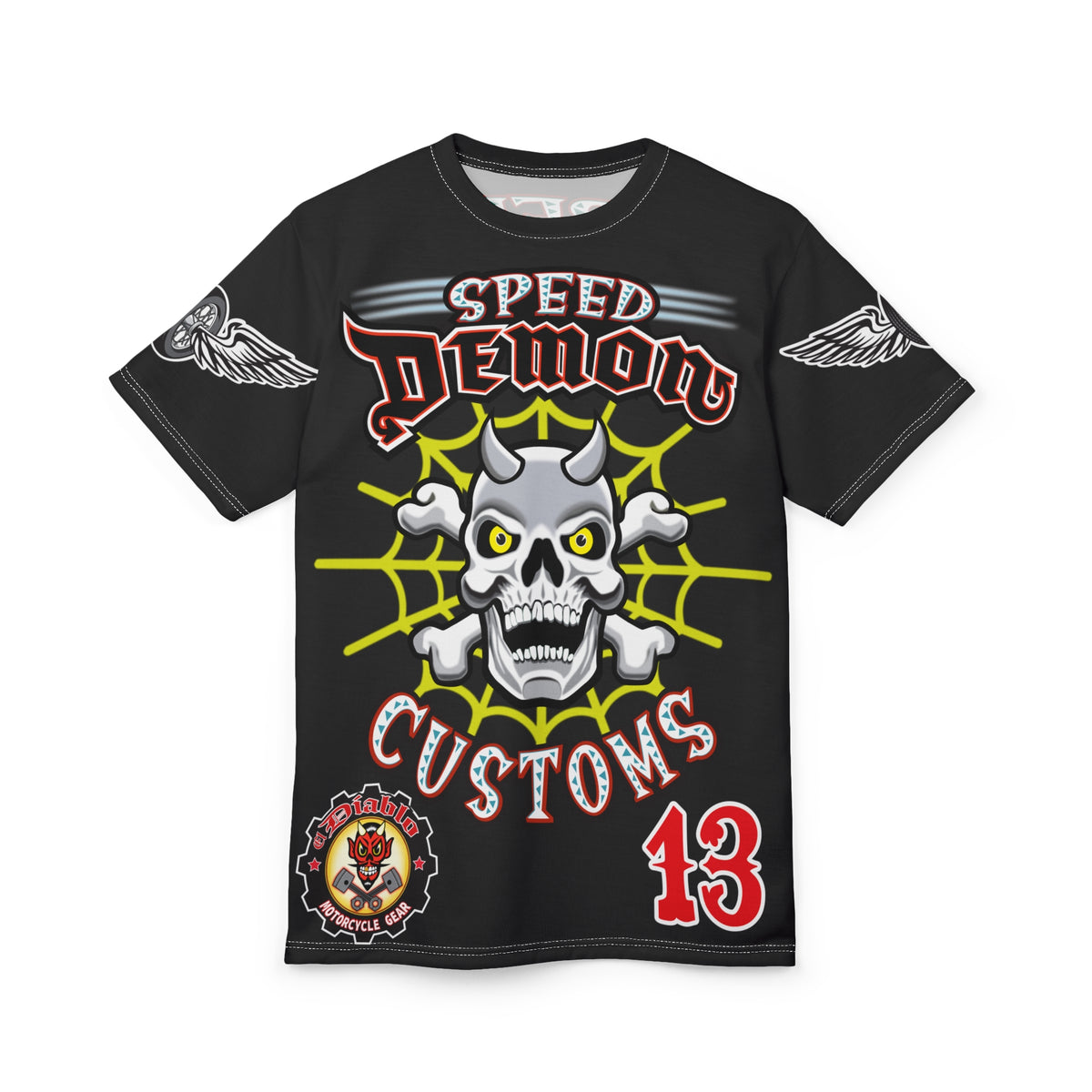 Speed Demon Customs Spectacular HiViz Super Tee - Devilishly Demented Bold Biker Design