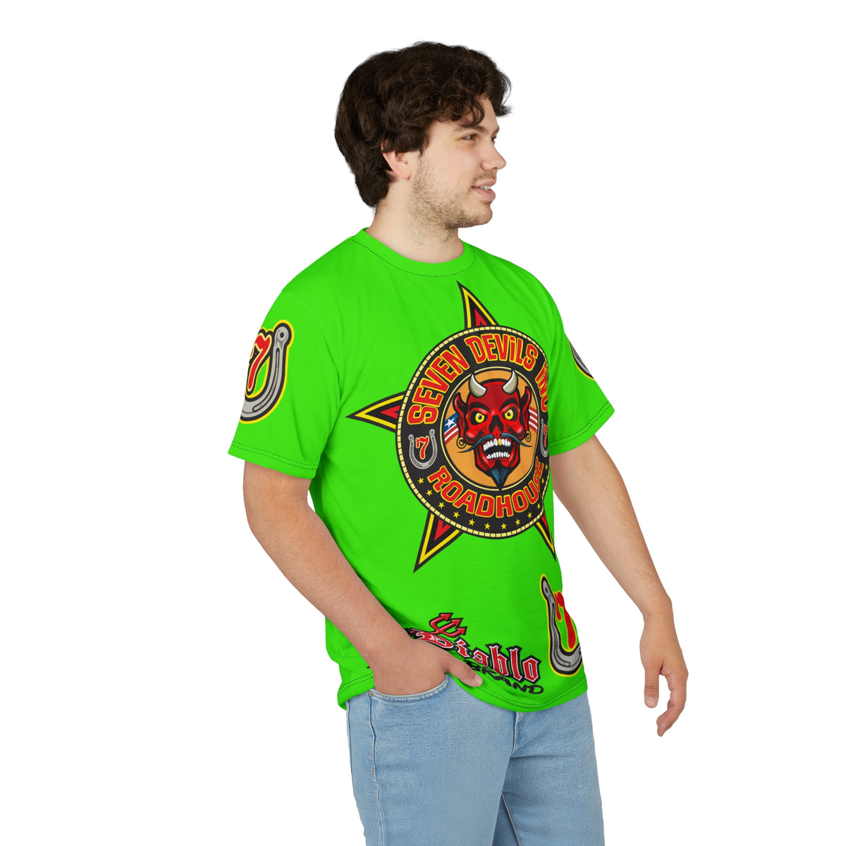 Very Special Seven Devils Inc. Roadhouse HiViZ Lumina Graphic Tee -  Motorcycle Custom Riding Super Tee