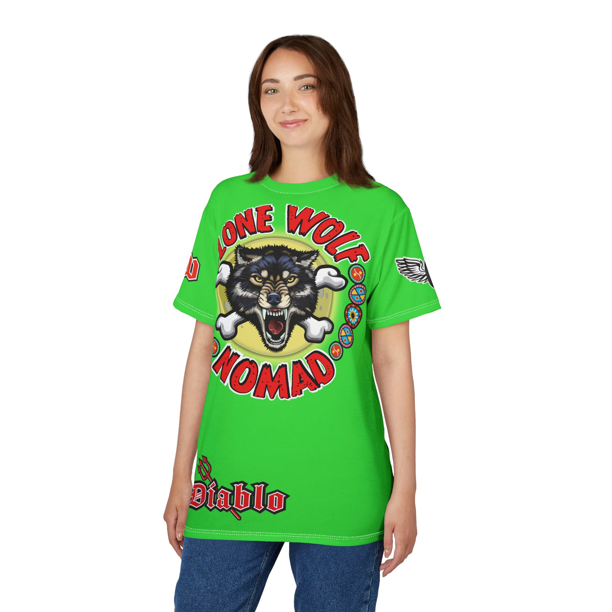 Very Special Lone Wolf Nomad HiViz Super Tee - For The Independent No Club Bikers For Life