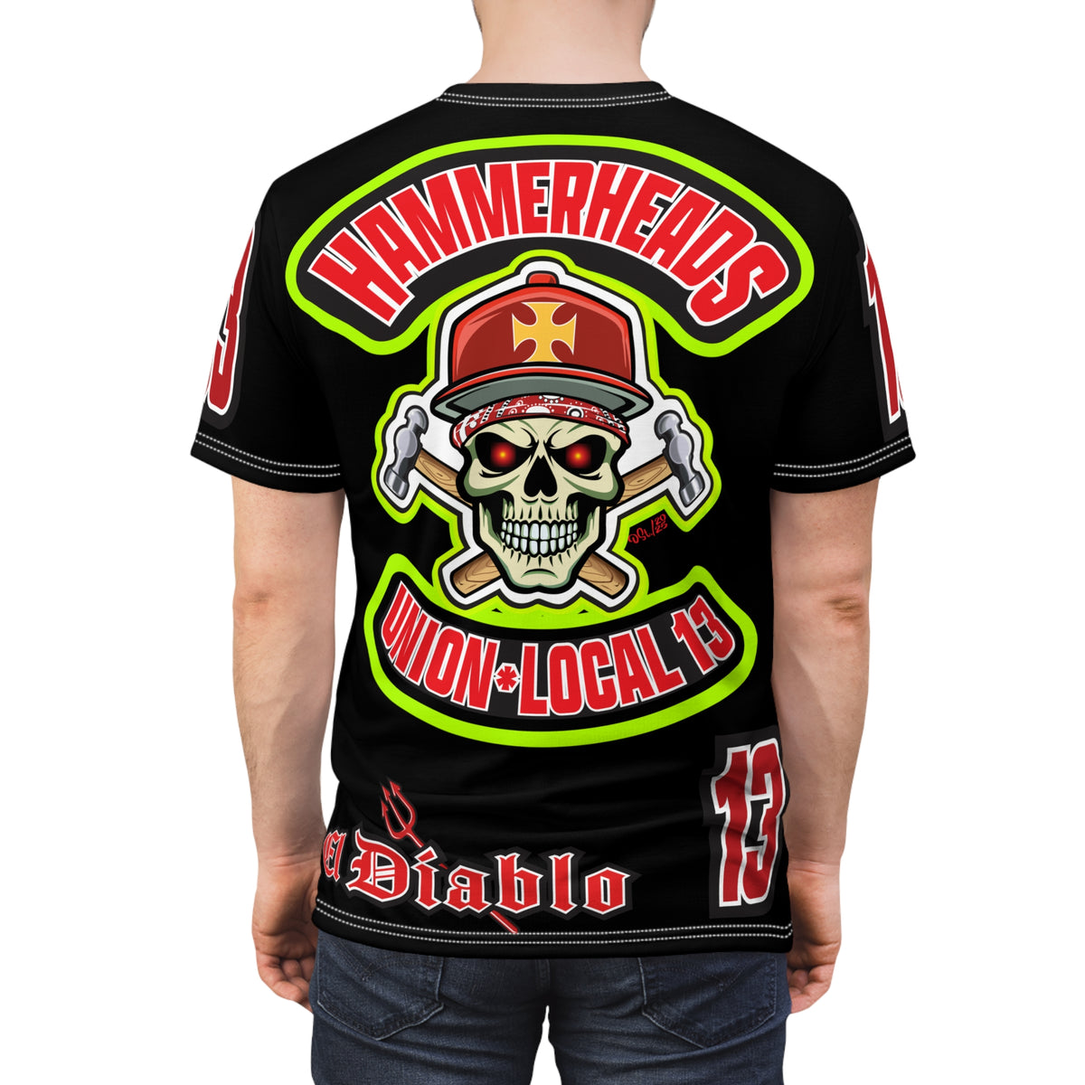 Hammerheads Union Local 13 HiViz Super Tee - Rough Tough Bad Attitude Motorcycle Riding Tee