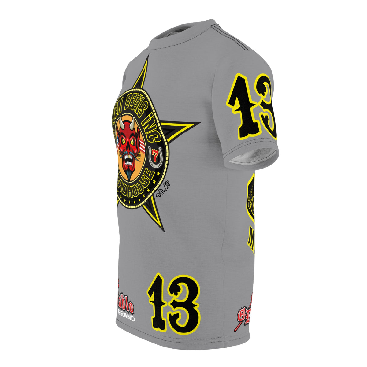 Seven Devils Inc. Roadhouse Black on Black Super Tee — Extreme Edgy Graphics - Bad Attitude Custom Biker Riding Gear