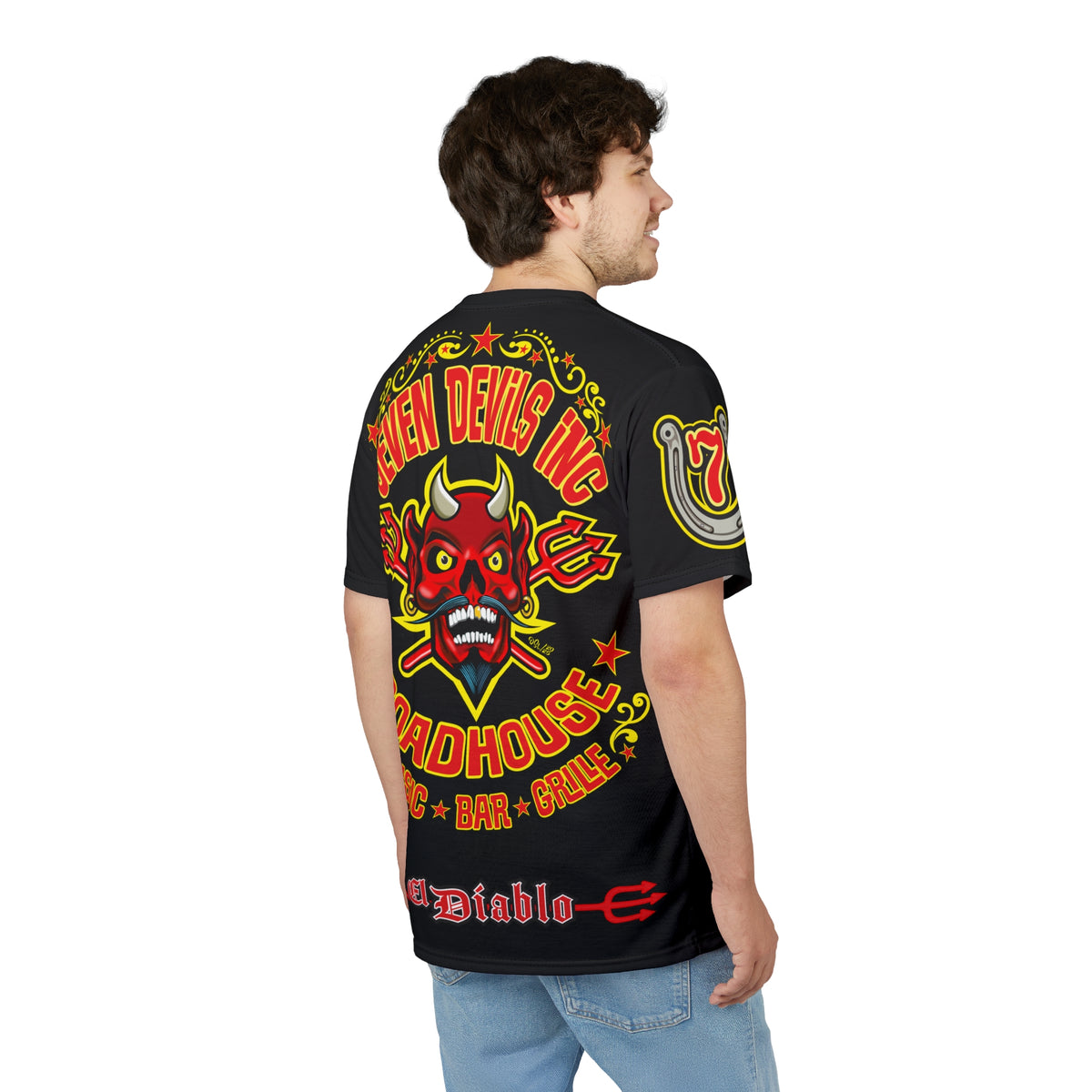 Seven Devils Inc. Roadhouse Deluxe HiViz Graphic Tee - Motorcycle Custom Riding Super Tee