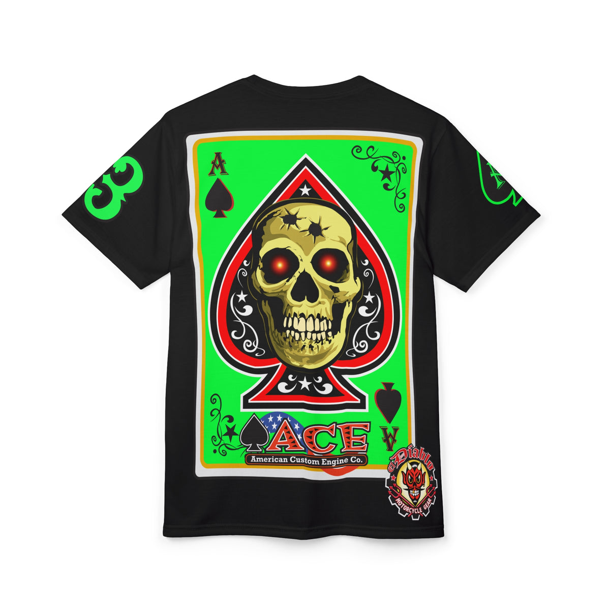 American Custom Engines ACE - Super HiViz Ace of Spades Lumina Green Back Graphics