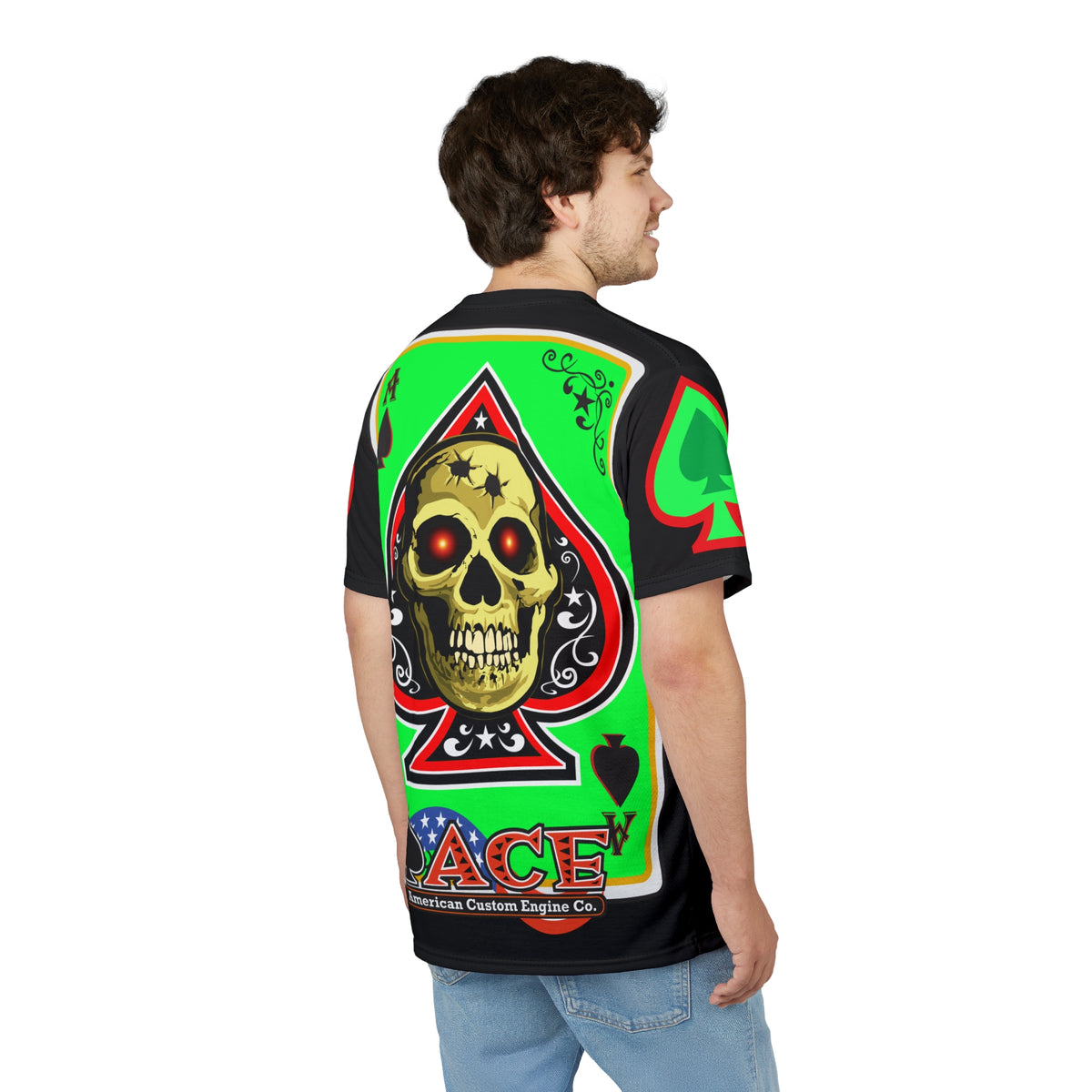 American Custom Engines ACE - Special Lumina Green  Ace of Spades Death Card High visibility Graphics