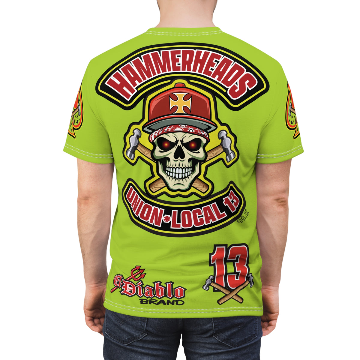VERY Special Hammerheads Union Local 13 -  Custom HiViz Motorcycle Riding Tee Shirt _ Super Comfort and Fit