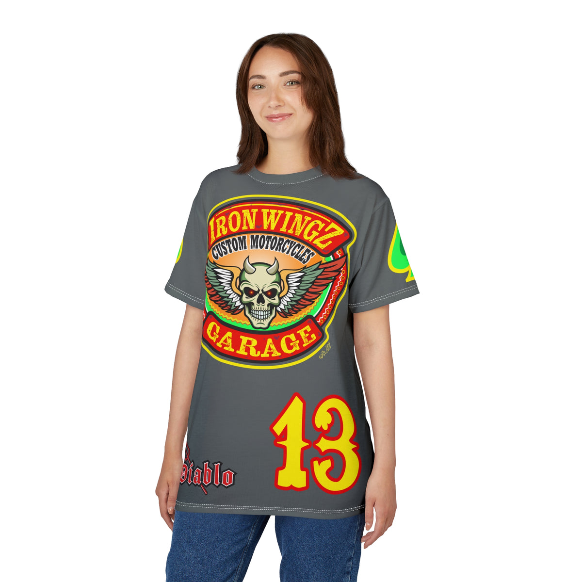 Iron Wingz Custom Motorcycle Unisex Super Tee - Bold Graphic Tee for Bikers