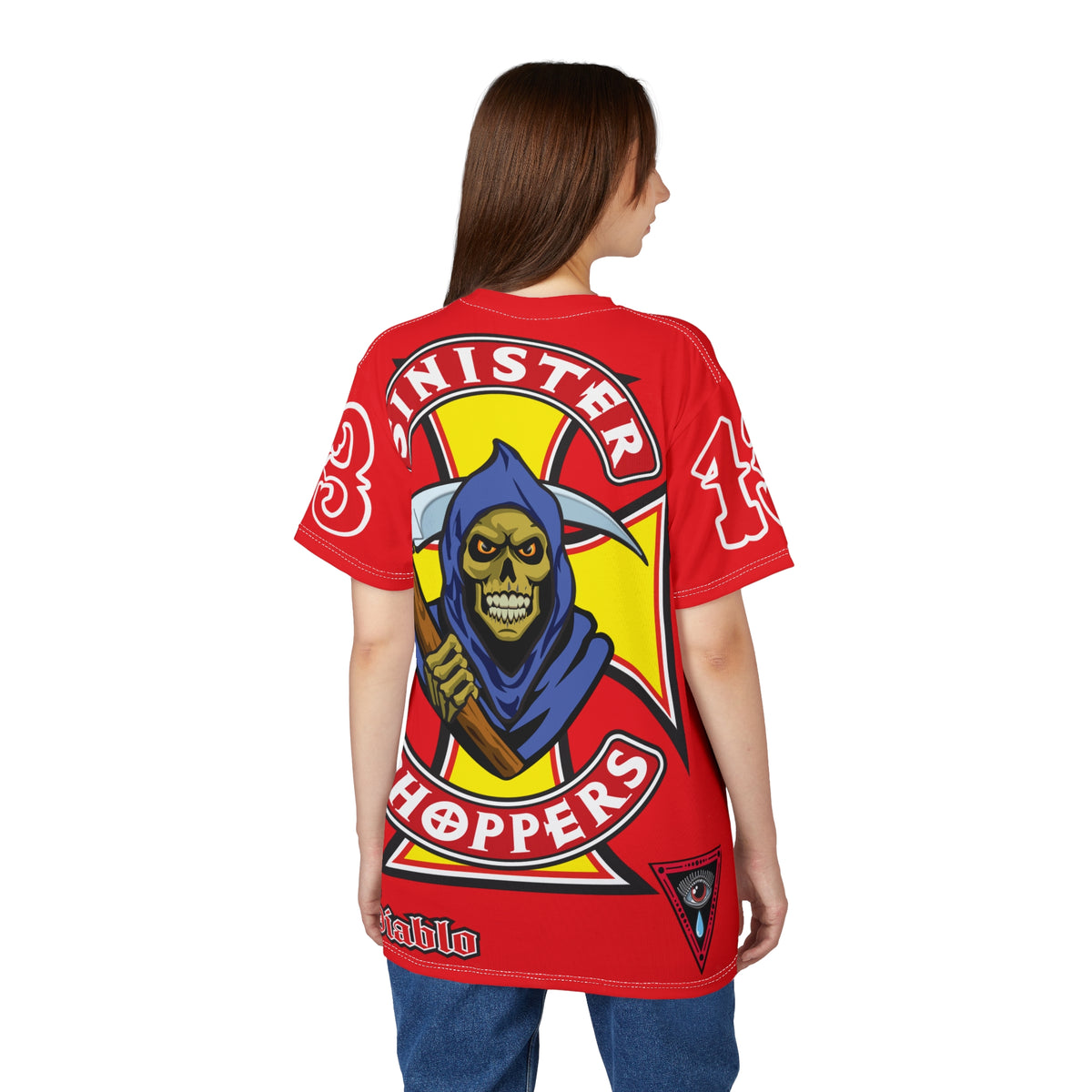 Sinister Choppers Grimm Reaper HiViz Super Tee - Unisex Skull Design for Bikers