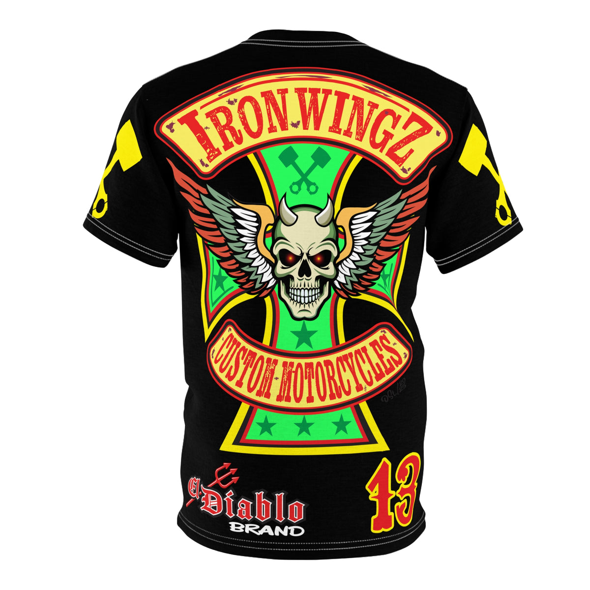 SRT Iron WingZ Custom Motorcycles Graphic Super Riding Tee, Edgy Streetwear, Customized Apparel, Gift for Bikers