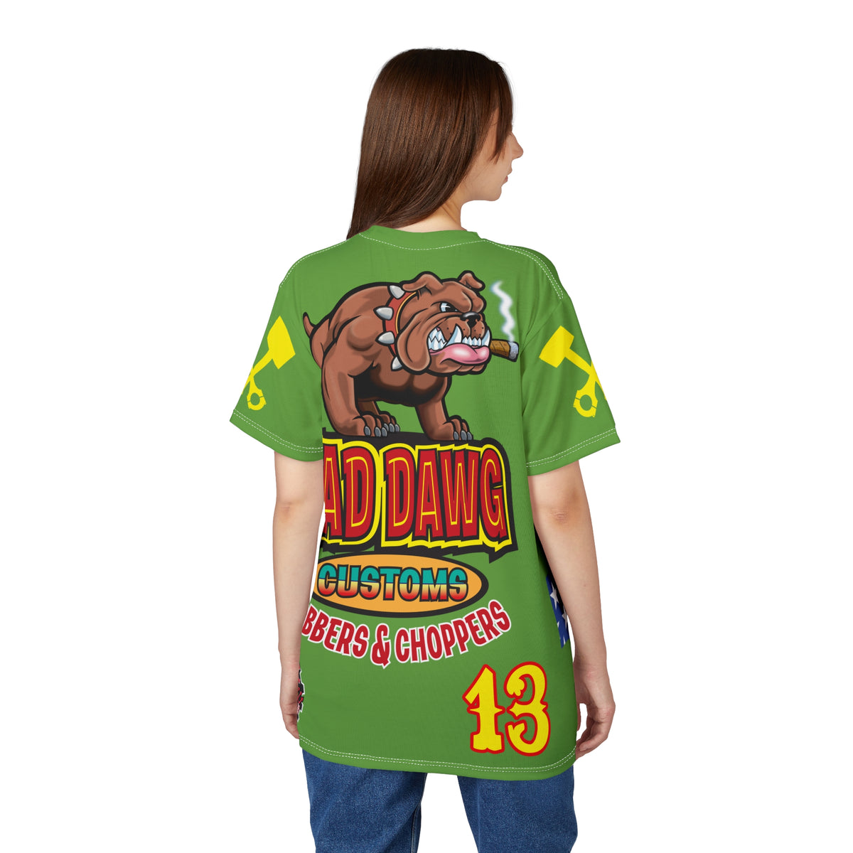 Mad Dawg Customs HiViz Americana - Motorcycle Riders Super Tee