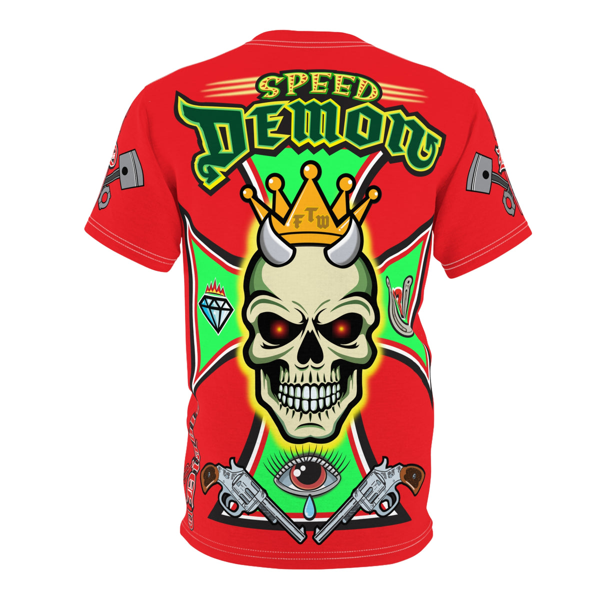 Speed Demon Customs HiViz High Performance Motorcycle Riding Super Tee, Unique High Visibility XL Graphics