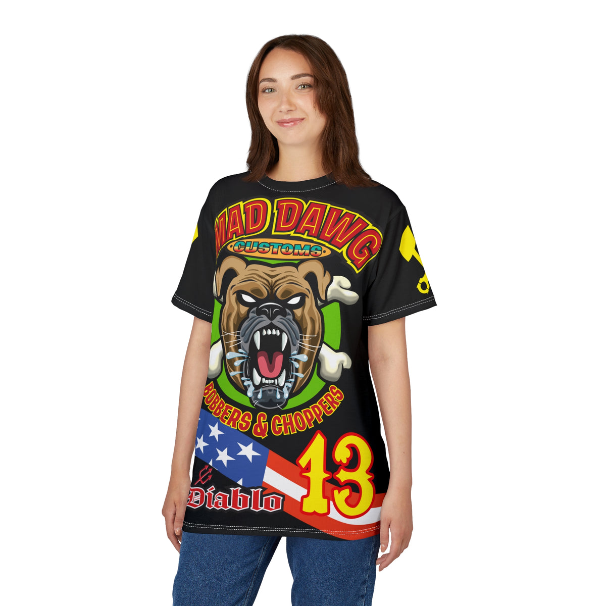 Mad Dawg Customs HiViz Americana - Motorcycle Riders Super Tee