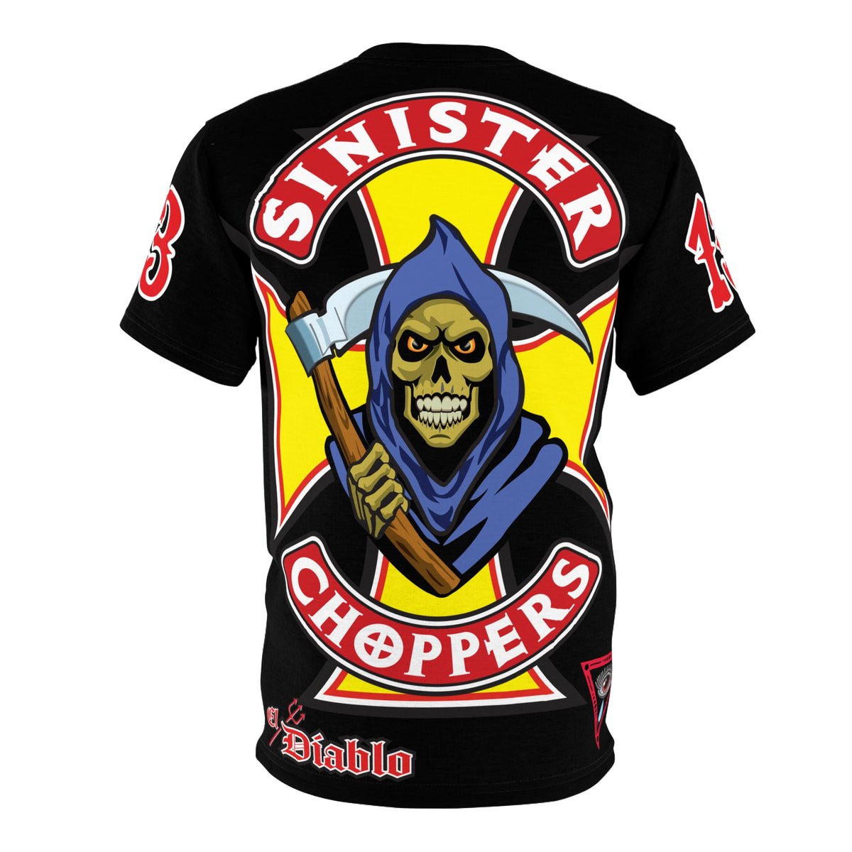 Sinister Choppers Reaper HiViz Super Tee - Spectacular Skull Design for Bikers