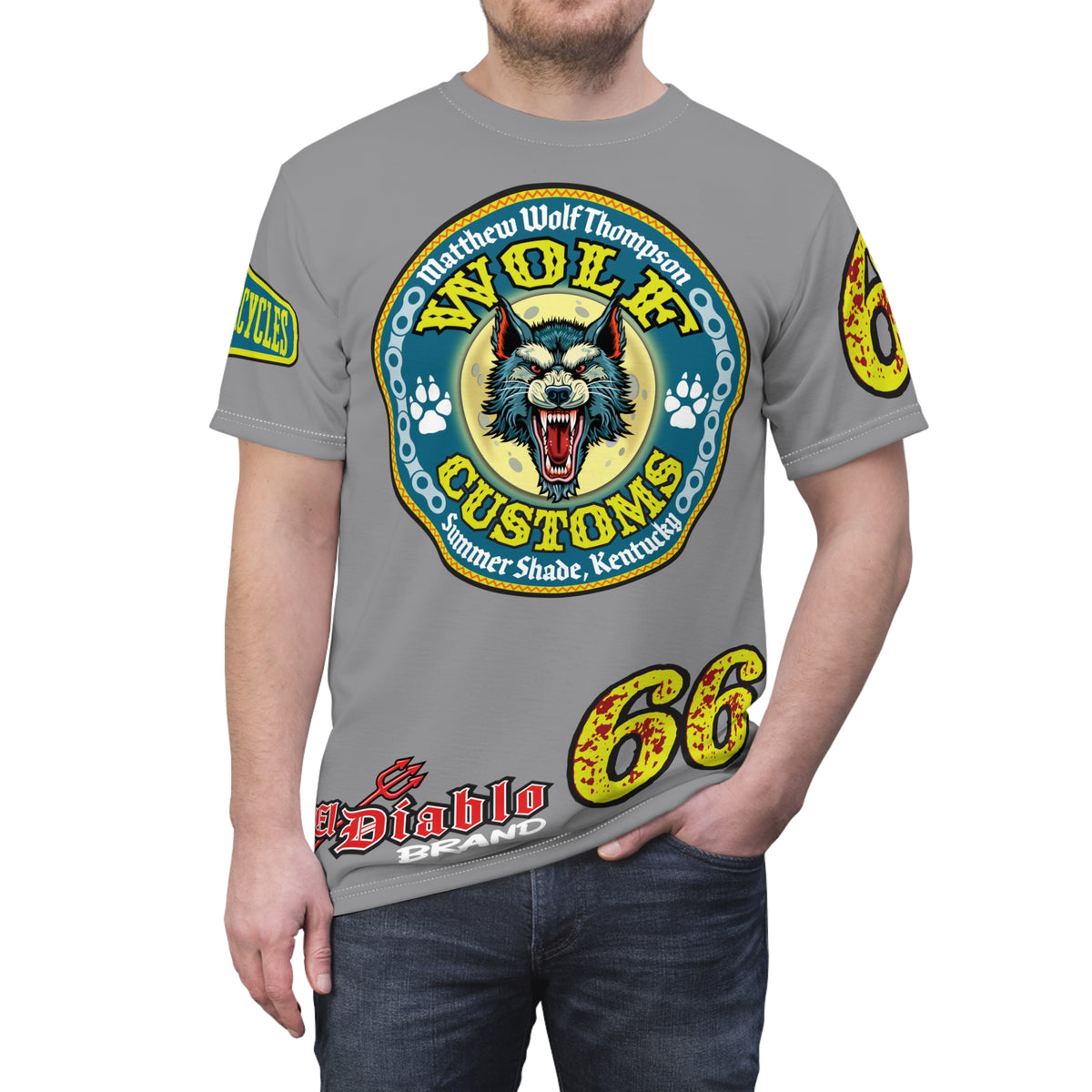 MWT Wolf Customs '66 Graphic Super  Tee — Retro Motorcycle Club Shirt The Best Biker Riding Tee EVER !!!
