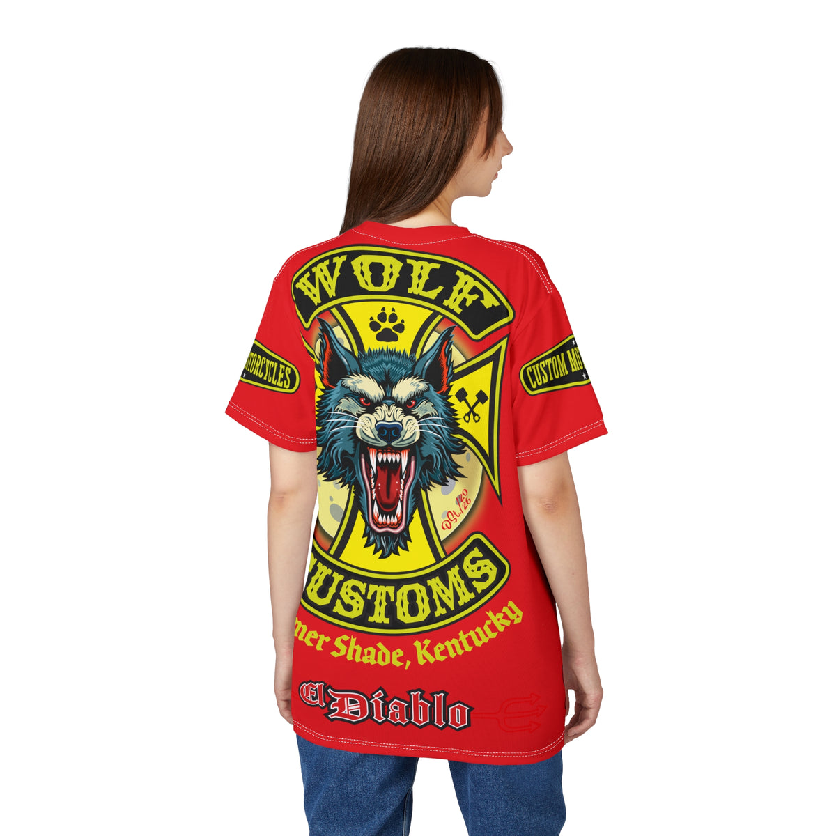 VERY SPECIAL MWT Wolf Customs with XL HiViZ Graphics Super Tee —  The Best Biker Riding Tee EVER !!!