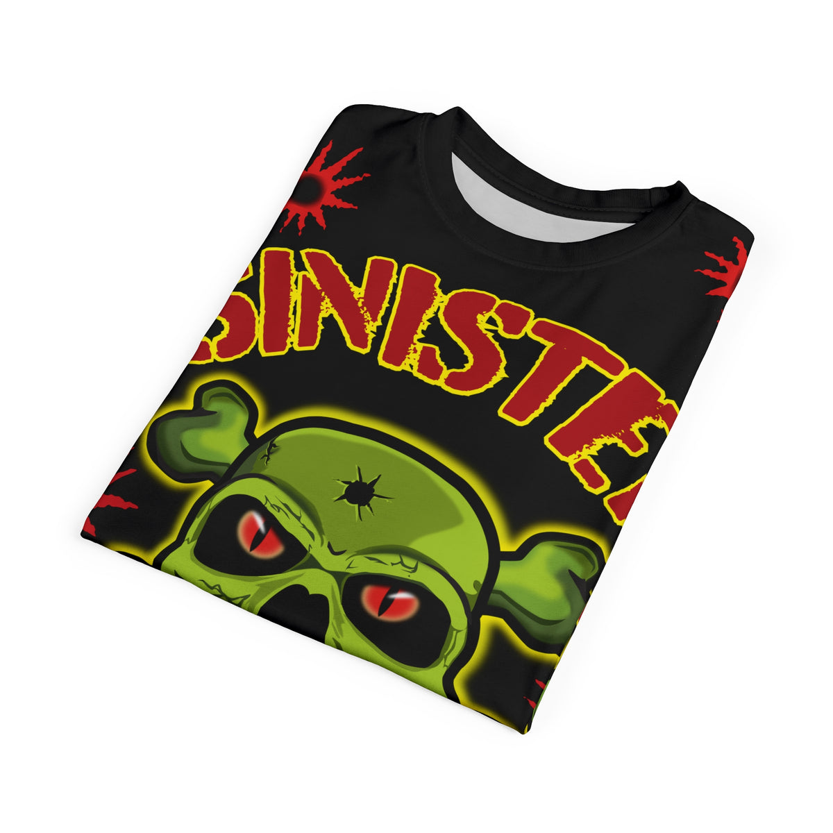 Sinister Choppers Special Edition WAR CUT - HiViZ Super Tee - Black Only - Bullet Hits - Stencil Cut Lettering - Hi colour Graphics - Evil Skulls