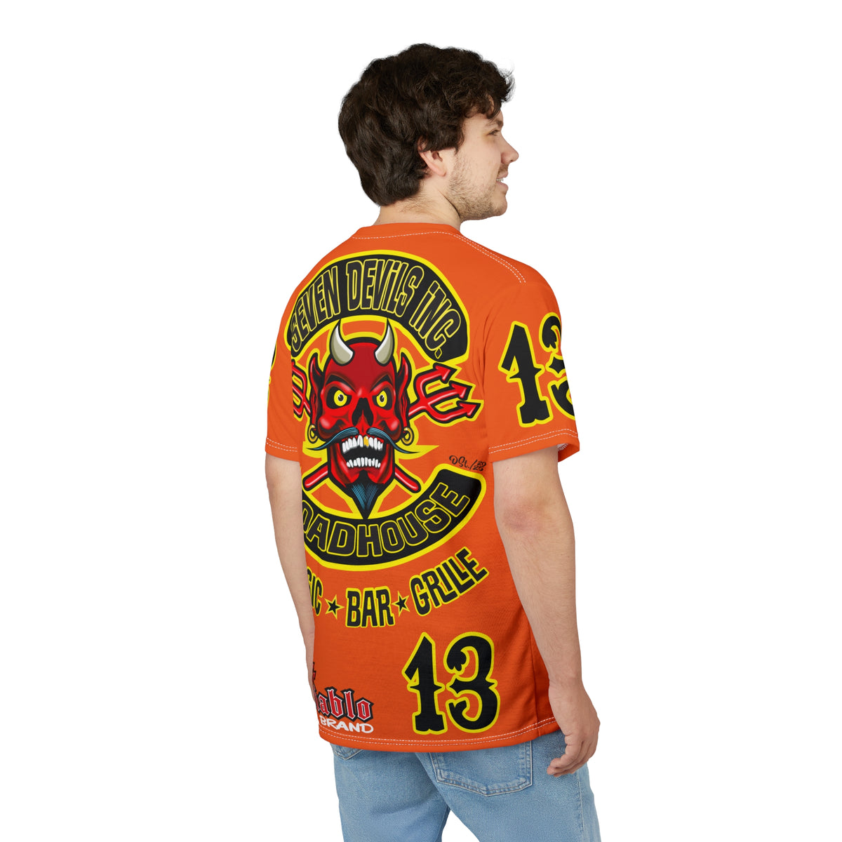 Seven Devils Inc. Roadhouse Black on Black Super Tee — Extreme Edgy Graphics - Bad Attitude Custom Biker Riding Gear