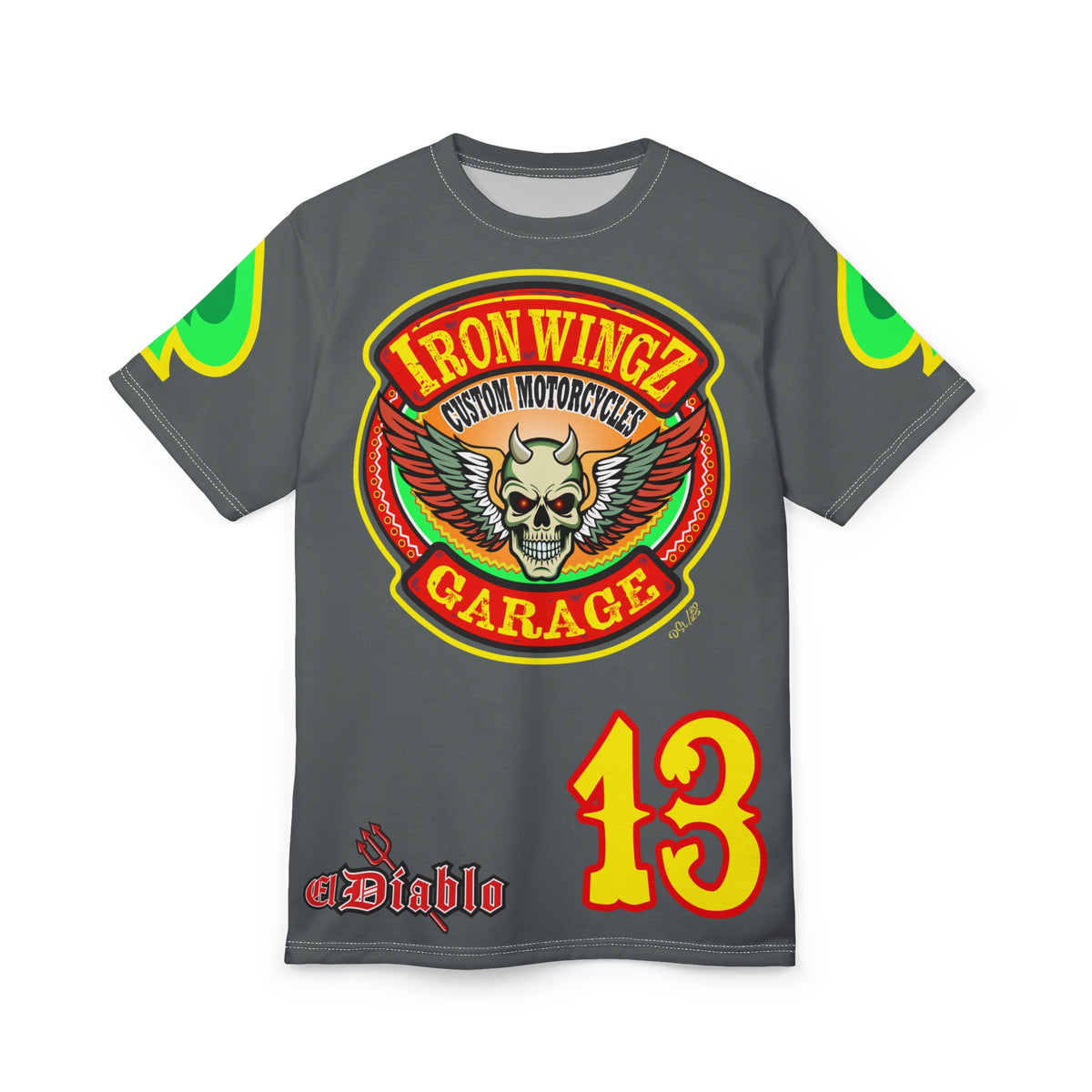 Iron Wingz Custom Motorcycle Unisex Super Tee - Bold Graphic Tee for Bikers