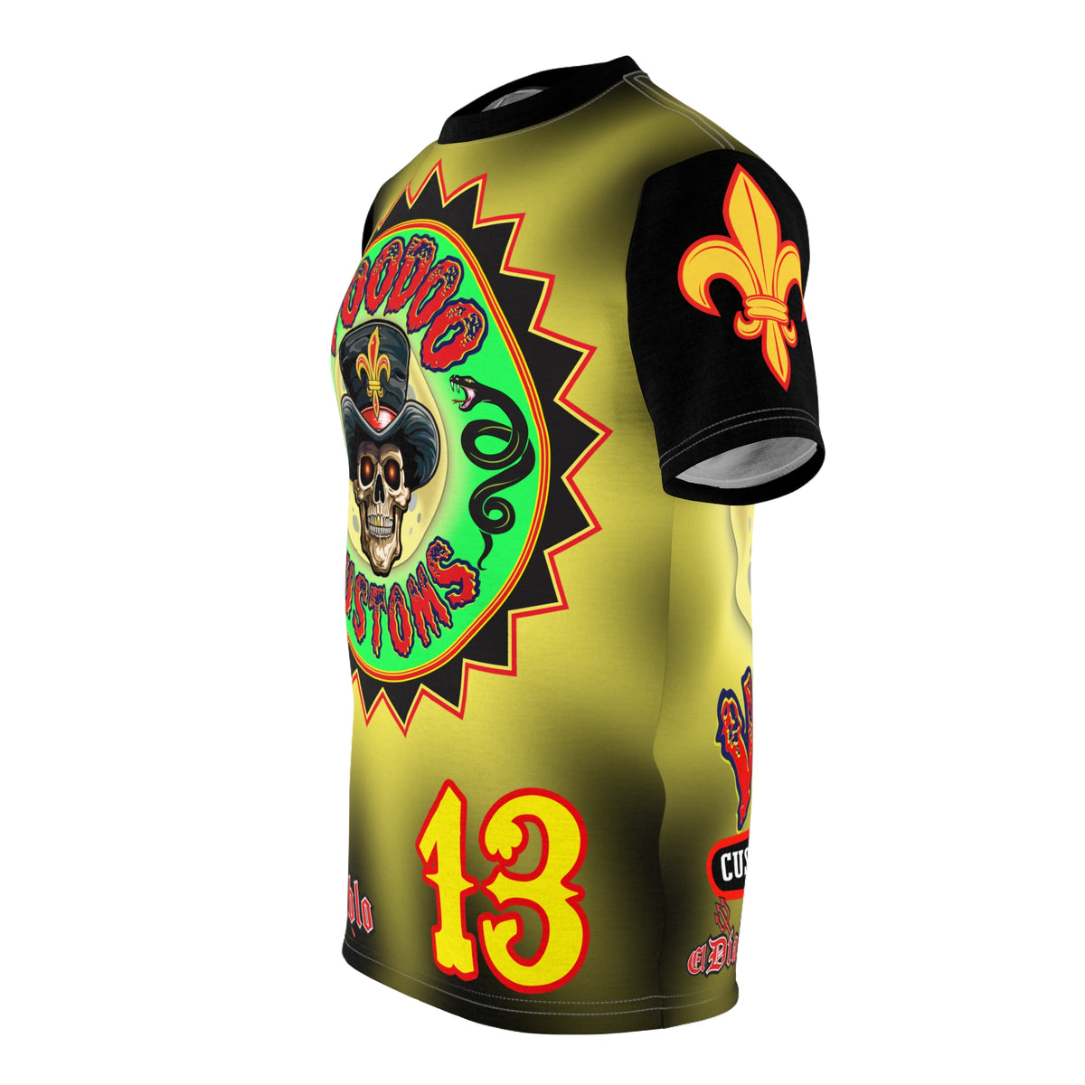 VooDoo Customs Tie Dye Black & Yelo Blast HiViz Super Tee for Harley Riders