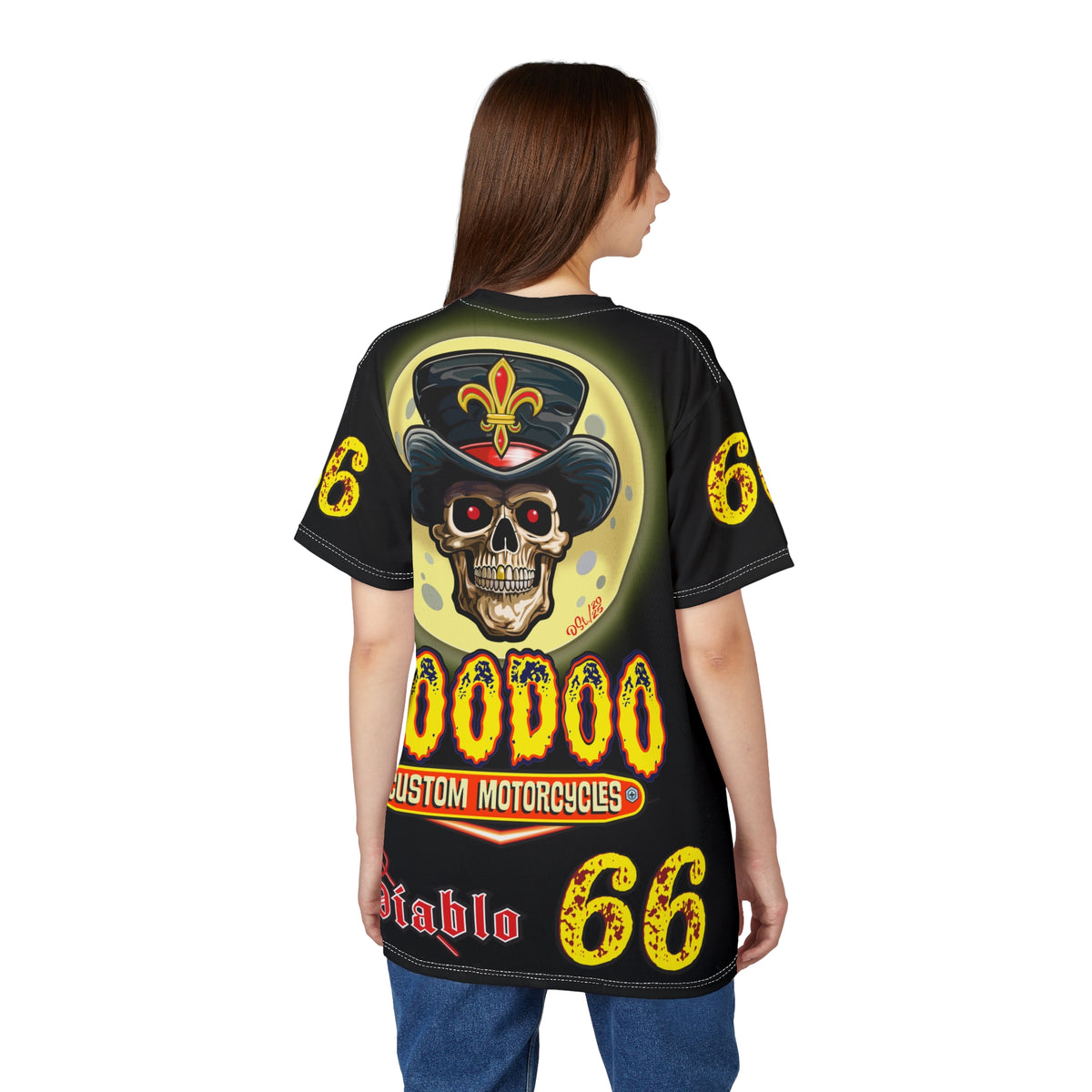 Voodoo Custom Motorcycles Black Magic HiViz Tee, Edgy Graphic Biker Shirt