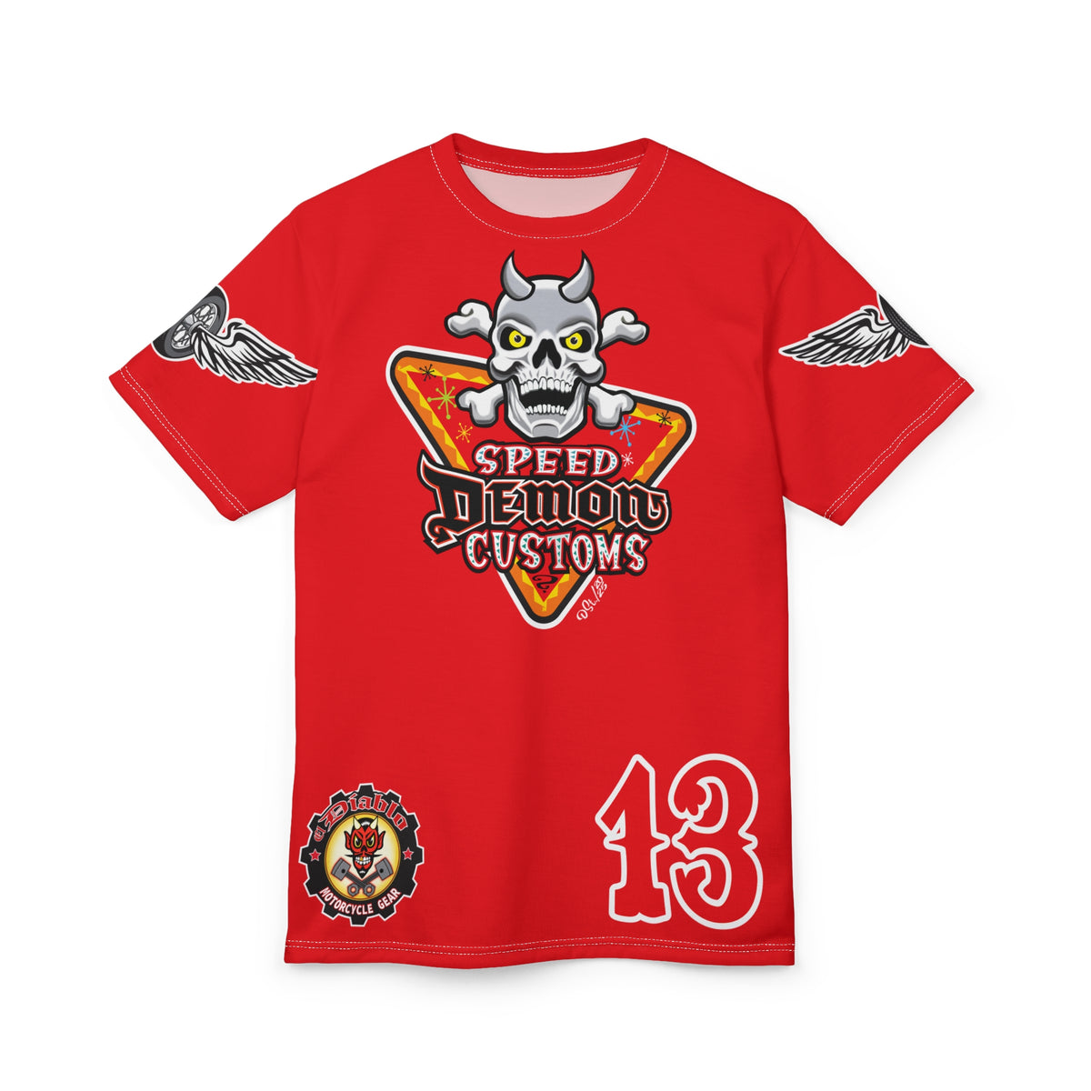 SRT Speed Demon Customs Spectacular  Super Riding Tee - Devilishly Demented Bold Biker Design
