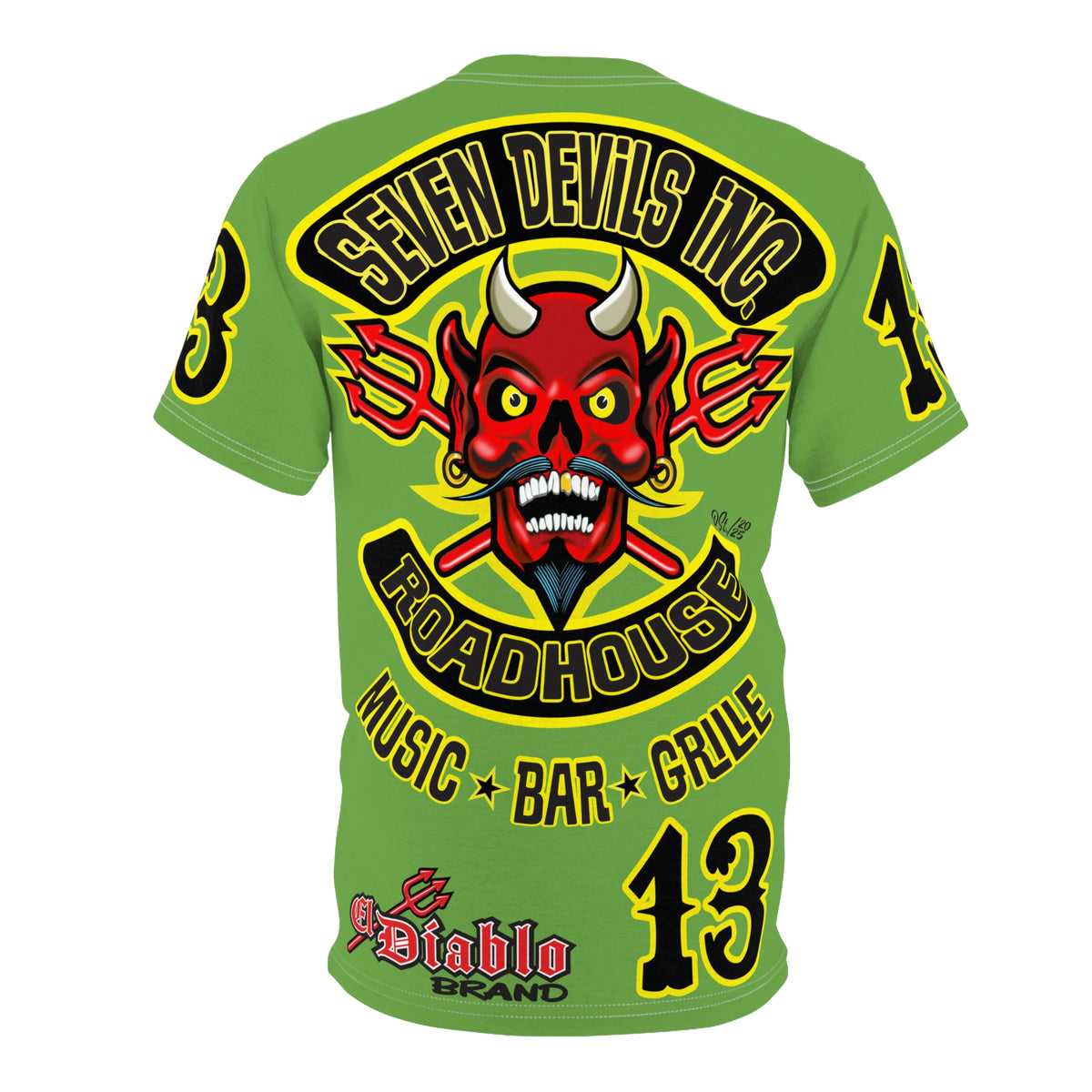 Seven Devils Inc. Roadhouse Bad in  Black Super Tee — Extreme Edgy Graphics - Bad Attitude Custom Biker Riding Gear