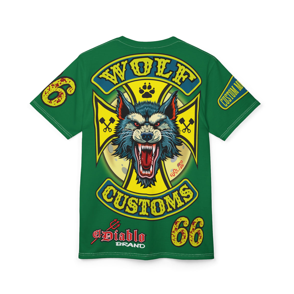 MWT Wolf Customs '66 Graphic HiViZ Super Tee — Retro Motorcycle Club Shirt, The Best Biker Riding Tee EVER !!!