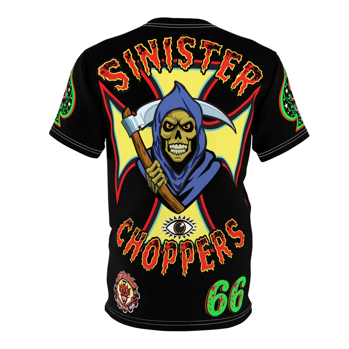 Sinister Choppers Reaper Super Tee - Gothic Graphic T-Shirt for Motorcycle Riders