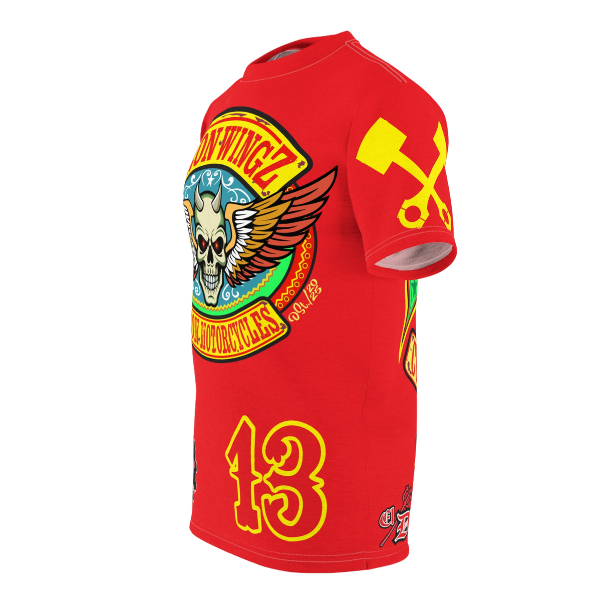 Iron WingZ Customs HIviz Graphic Super Tee, Edgy Streetwear, Customized Apparel, Gift for Bikers