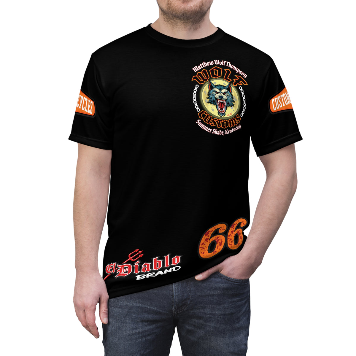 SRT MWT Wolf Custom Motorcycles Super Riding Tee — Viciously Cool High Performance Motorcycle Riding Shirt