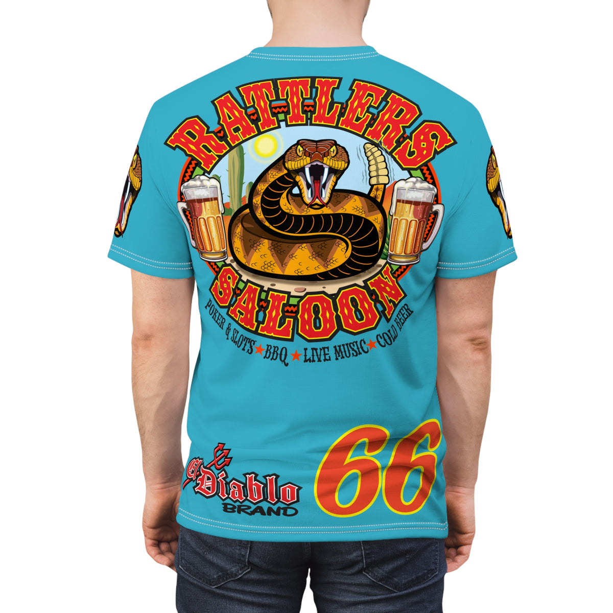 Rattlers Saloon  BADAZZ SUPER TEE — Vintage Biker 66 Graphic Shirt