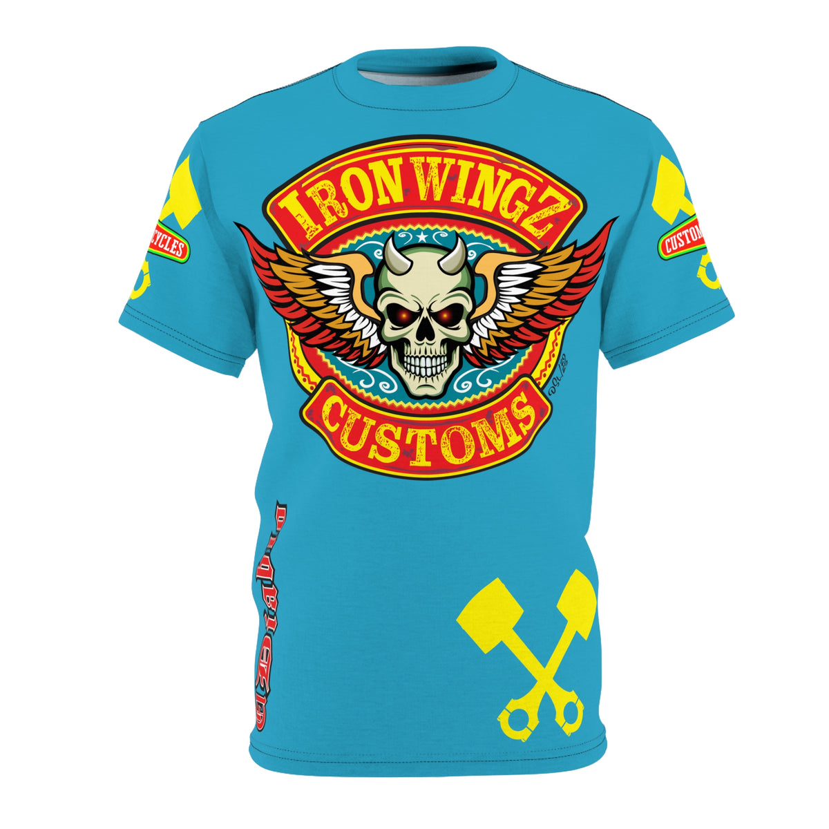 Iron Wingz Garage HiViz Super Tee, Unisex Graphic T-Shirt, Rockabilly Style Shirt, Alternative Fashion Top, Perfect Gift for Bikers