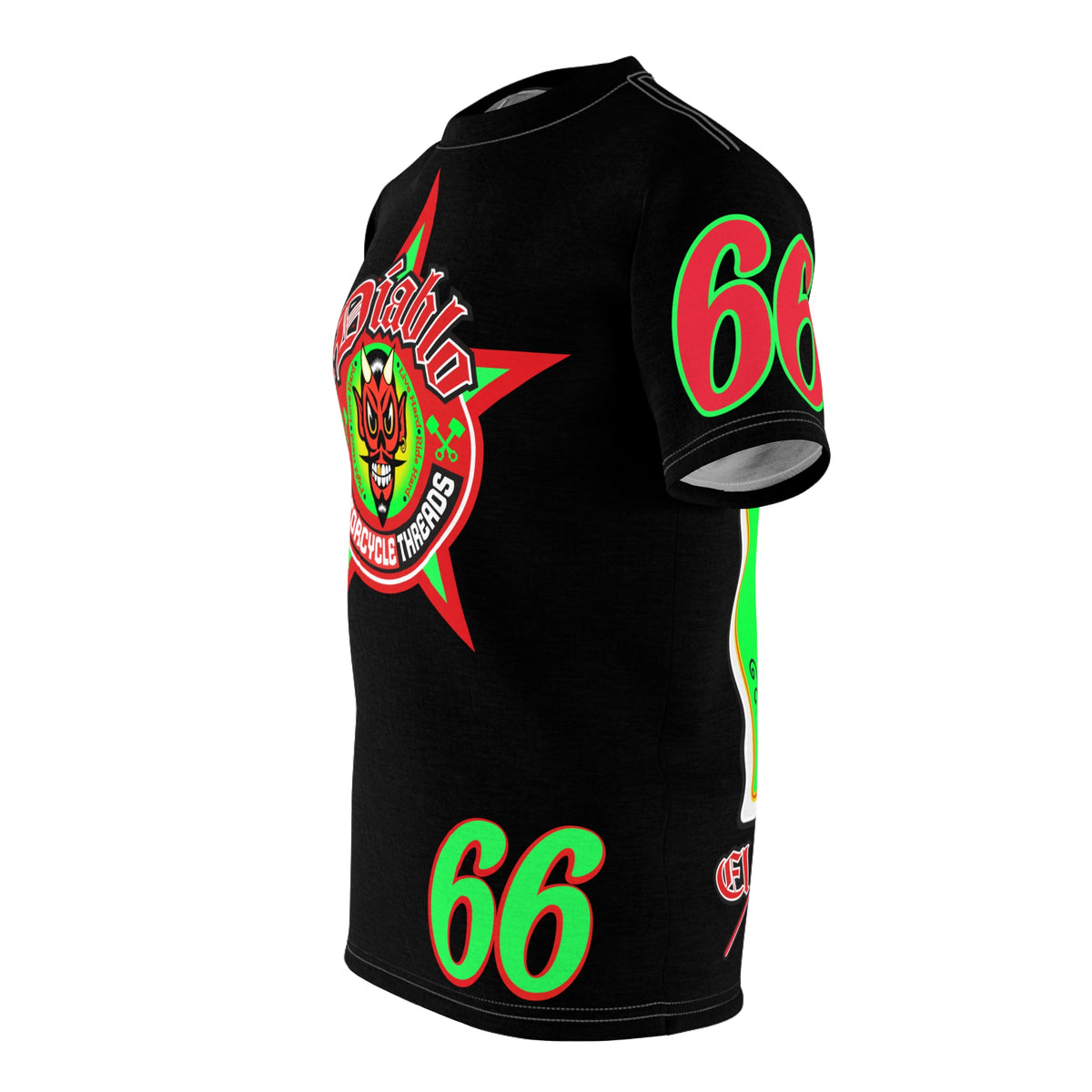 El Diablo Route 66 HiViz Super Tee, Huge HiViz Back Graphic, See & be seen !!!