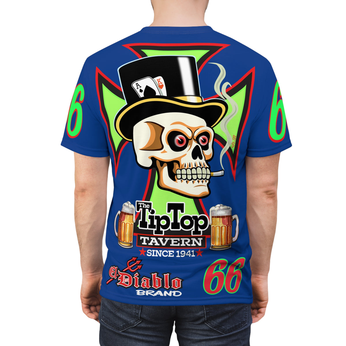 Tip Top Tavern Dive Bar Super Tee - Special Edition Navy Blue + XL Graphics - America's Best Dive Bar - Bikes Beers Babes & Bros. - Biker Bar Tee