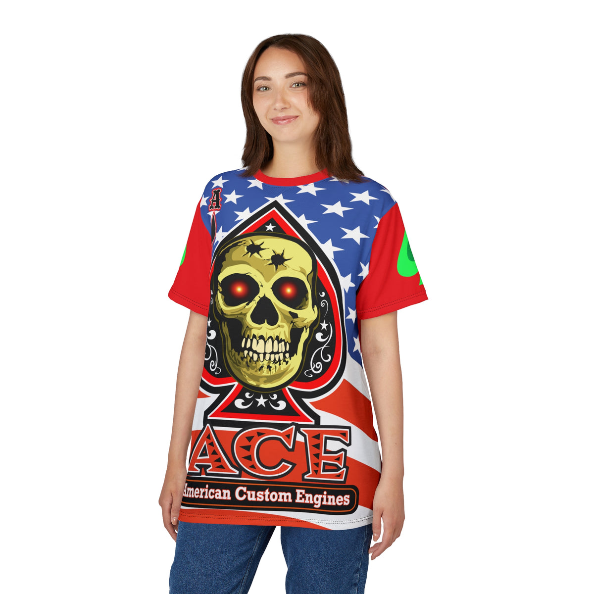 American Custom Engines ACE Americana Cut - Special Lumina Green  Ace of Spades Death Card High visibility Graphics