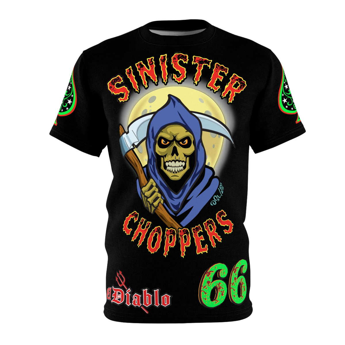 Sinister Choppers Reaper Super Tee - Gothic Graphic T-Shirt for Motorcycle Riders