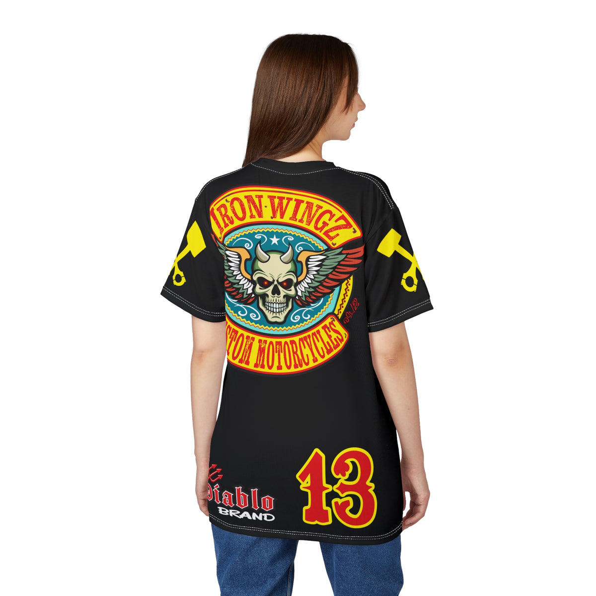 SRT Iron WingZ Custom Motorcycles Graphic Super Riding Tee, Edgy Streetwear, Customized Apparel, Gift for Bikers