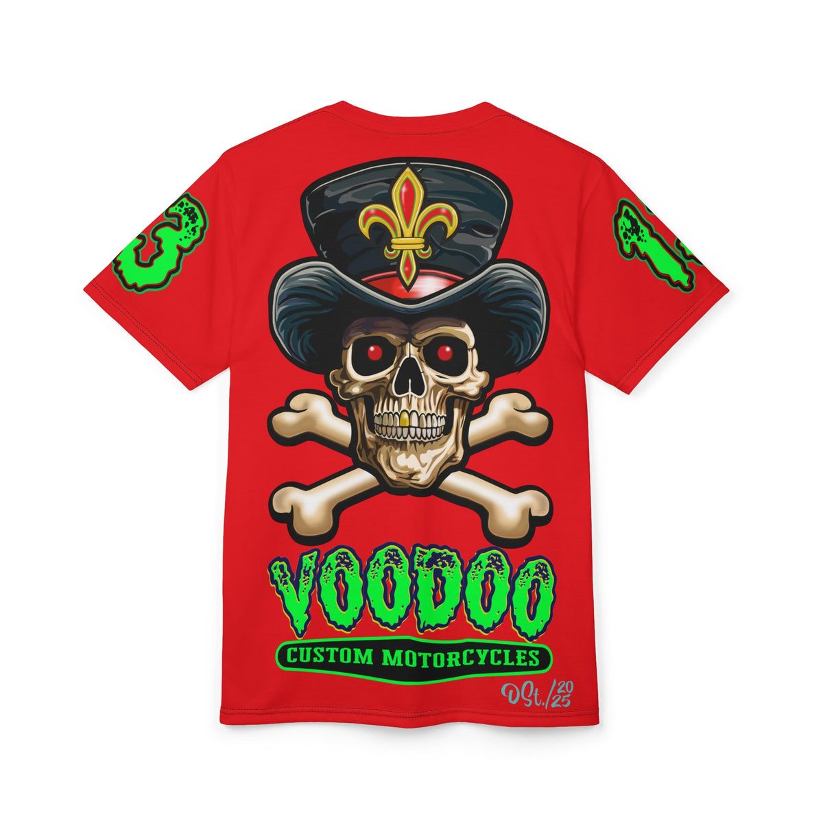 Voodoo Lucky 13 Red Rider HiViz Super Tee, XLGraphics , Custom Riding Apparel