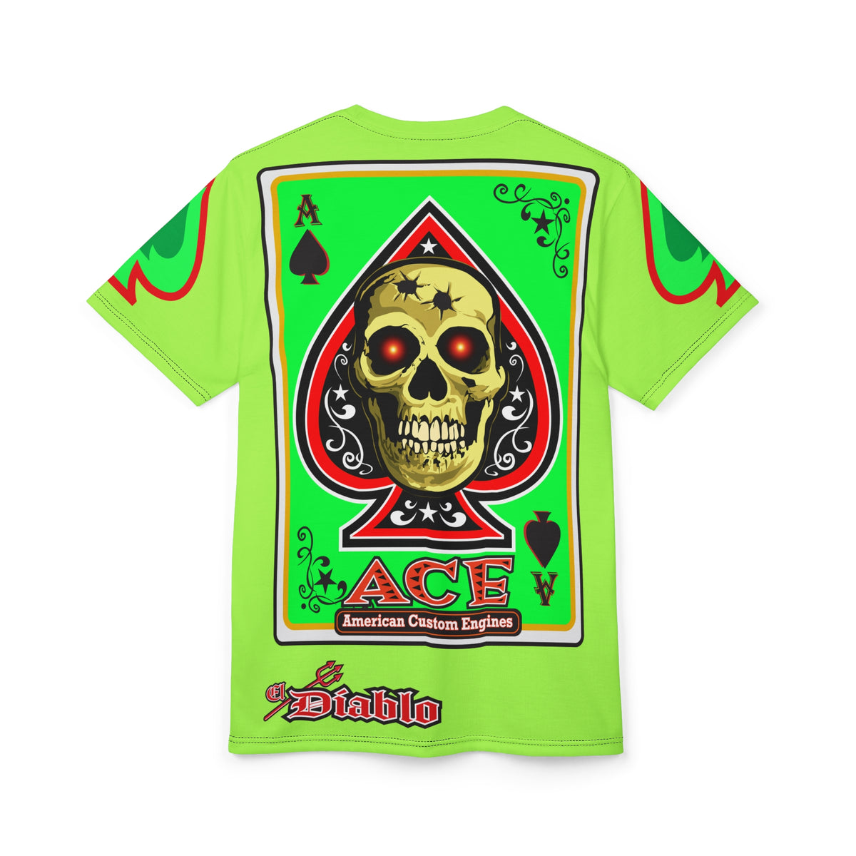 American Custom Engines ACE - Very Special Lumina Green  Ace of Spades Death Card High visibility Graphics