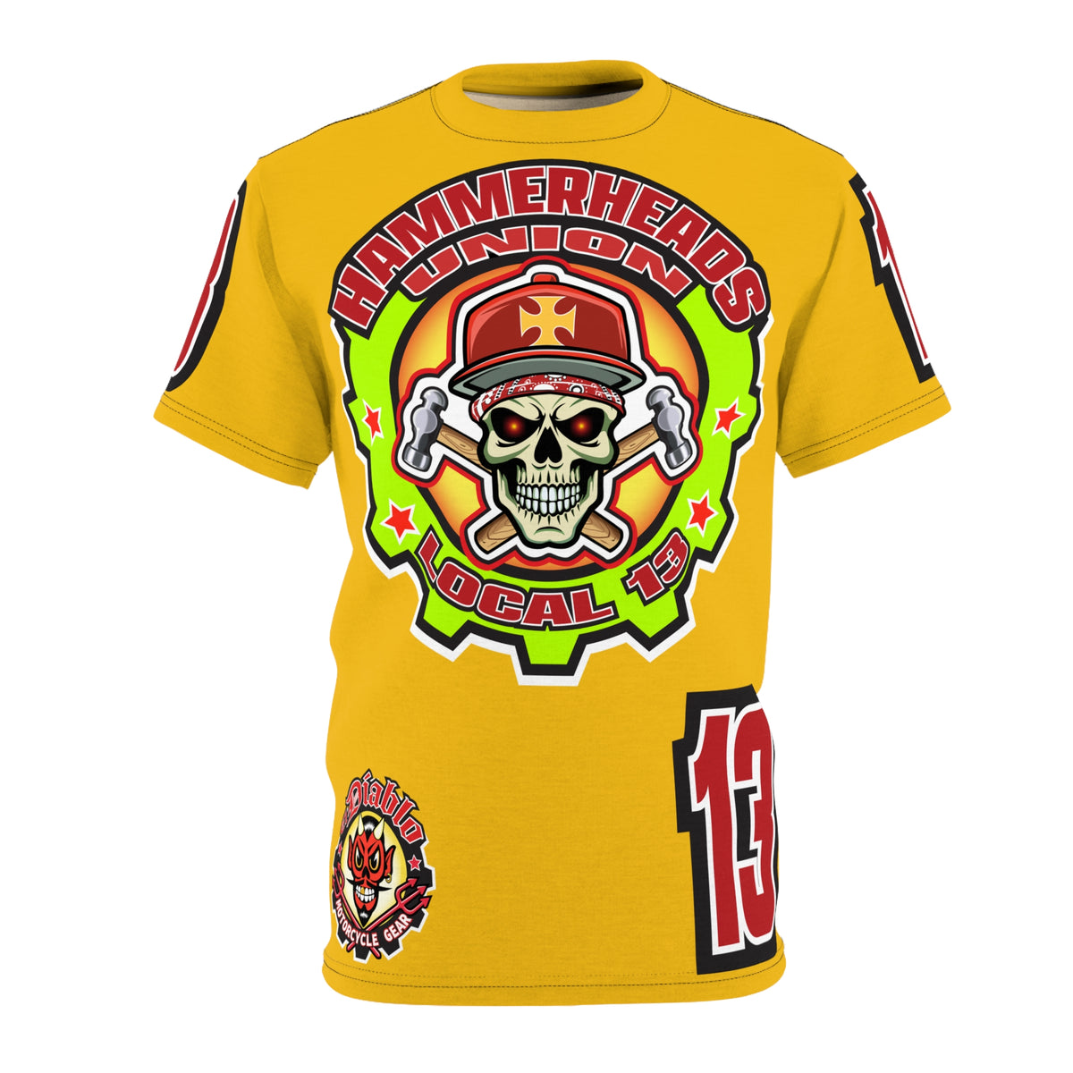 Hammerheads Union Local 13 HiViz Super Tee - Rough Tough Bad Attitude Motorcycle Riding Tee