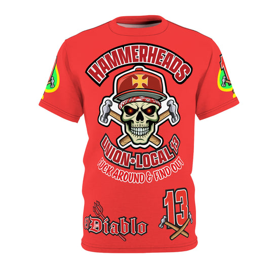 Very Special Hammerheads Union Local 13 - GIANT GRAPHICS !!!!!! - Custom HiViz Motorcycle Riding Tee Shirt _ Super Comfort and Fit