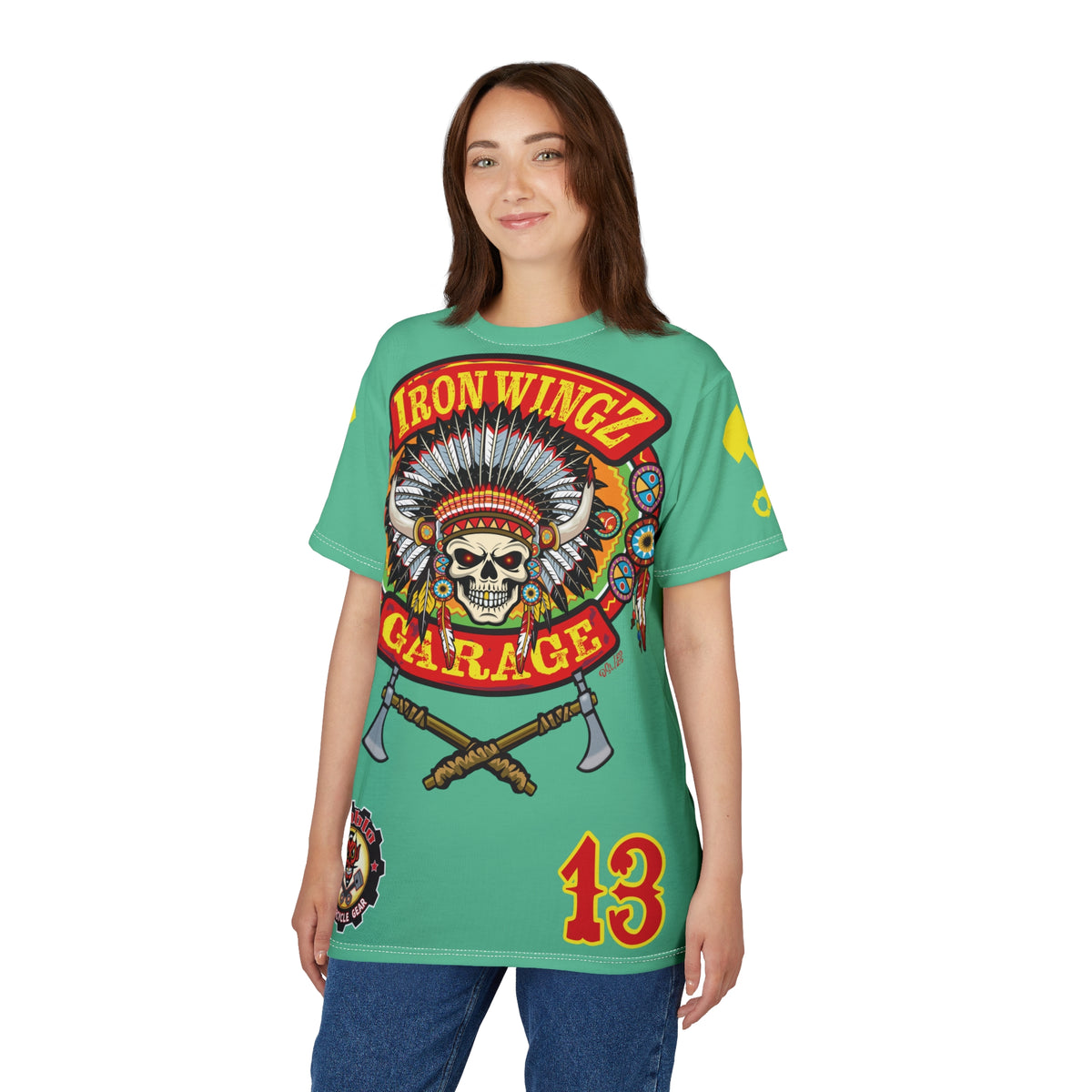 Iron WingZ Customs HIviz Graphic Super Tee, Edgy Streetwear, Customized Apparel, Gift for Bikers