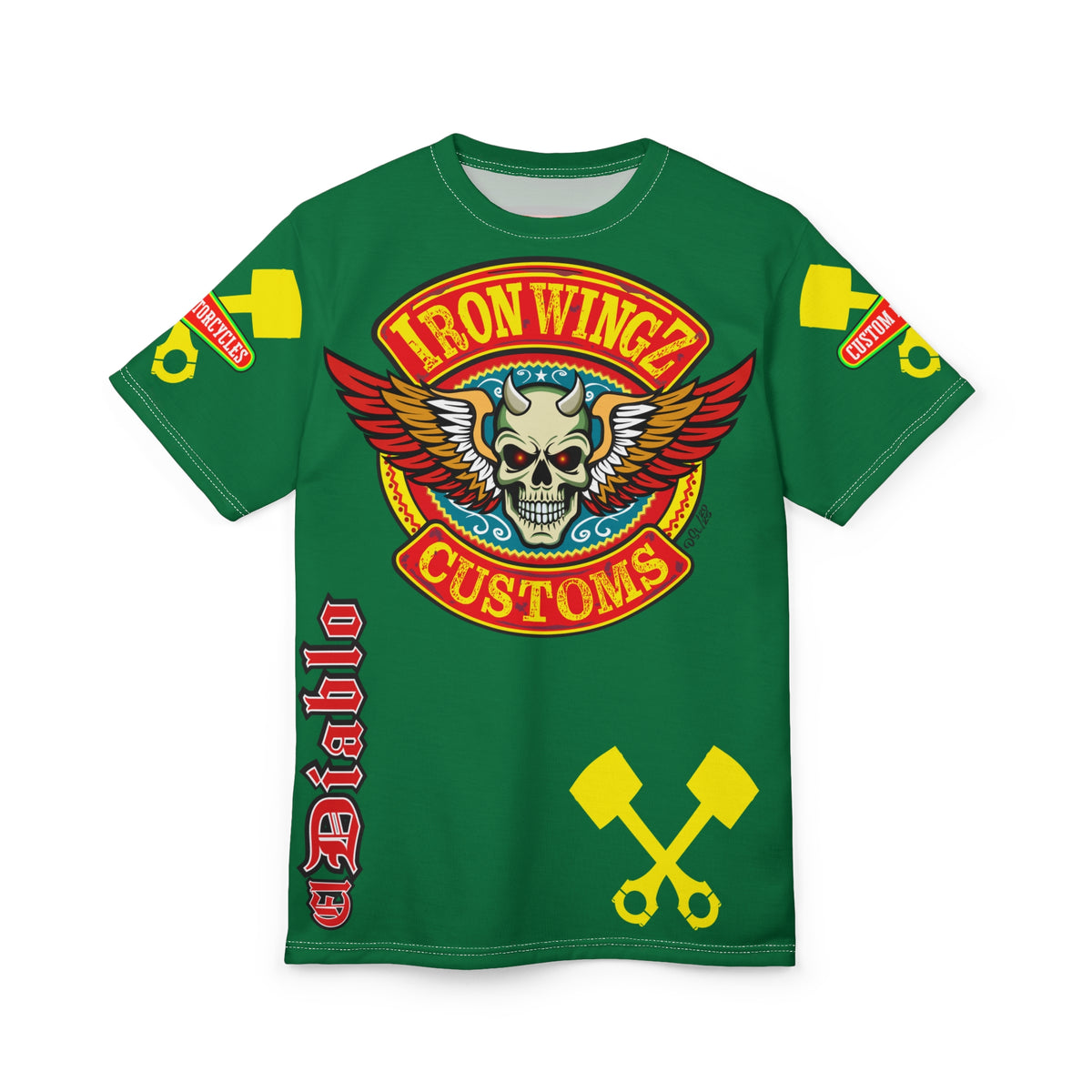 Iron Wingz Garage HiViz Super Tee, Rockabilly Style Shirt, Badass Fashion Top, Perfect Gift for Bikers