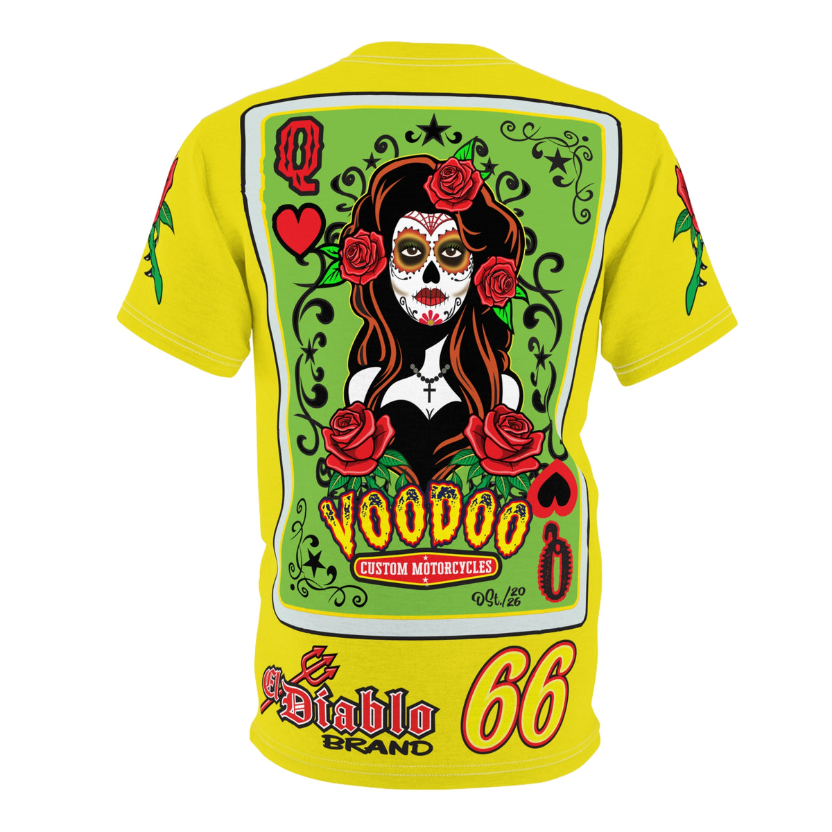 VERY Special HIVIZ Voodoo Custom Motorcycles Tee — Queen of Hearts Graphics - Super Riding Tee