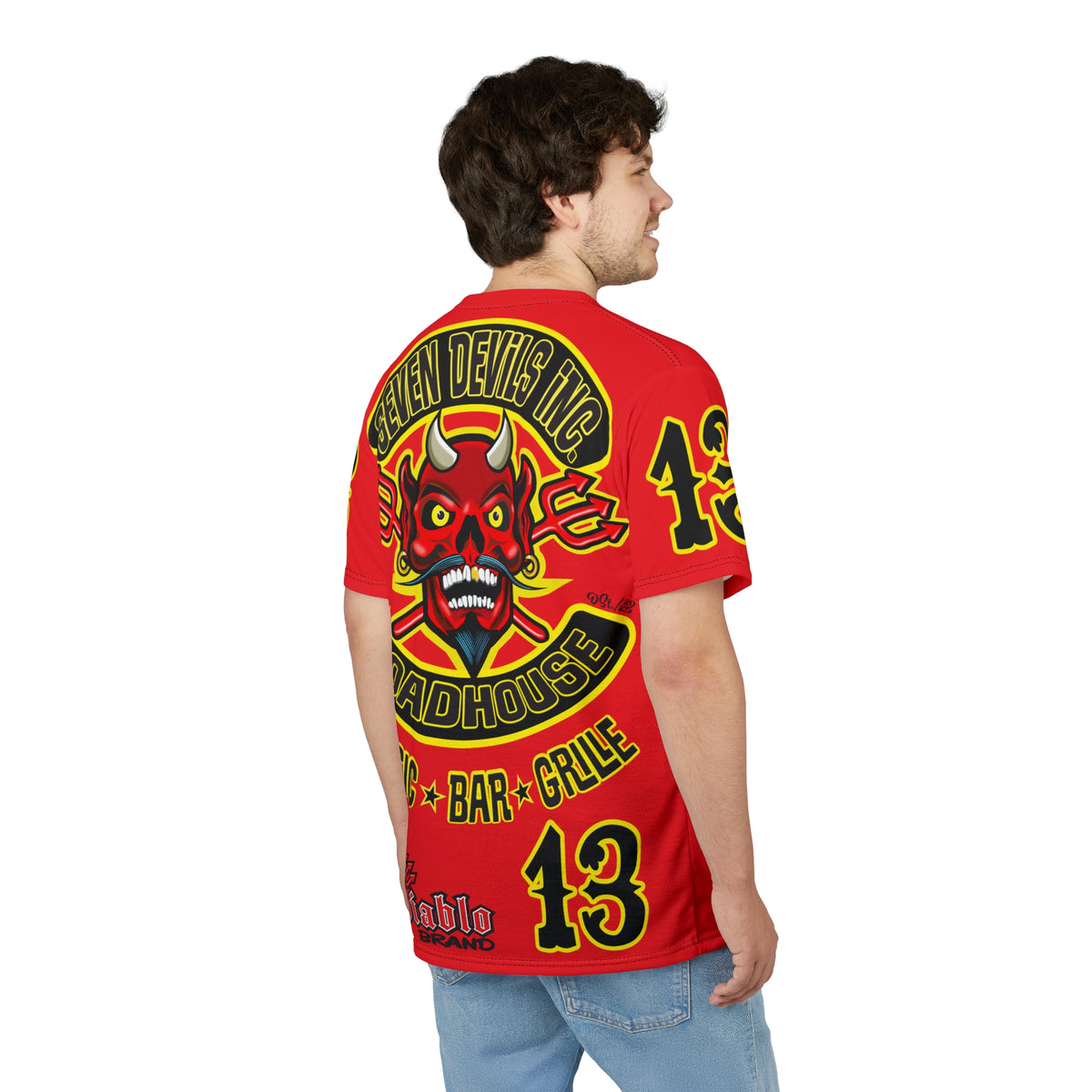 Seven Devils Inc. Roadhouse Bad in  Black Super Tee — Extreme Edgy Graphics - Bad Attitude Custom Biker Riding Gear