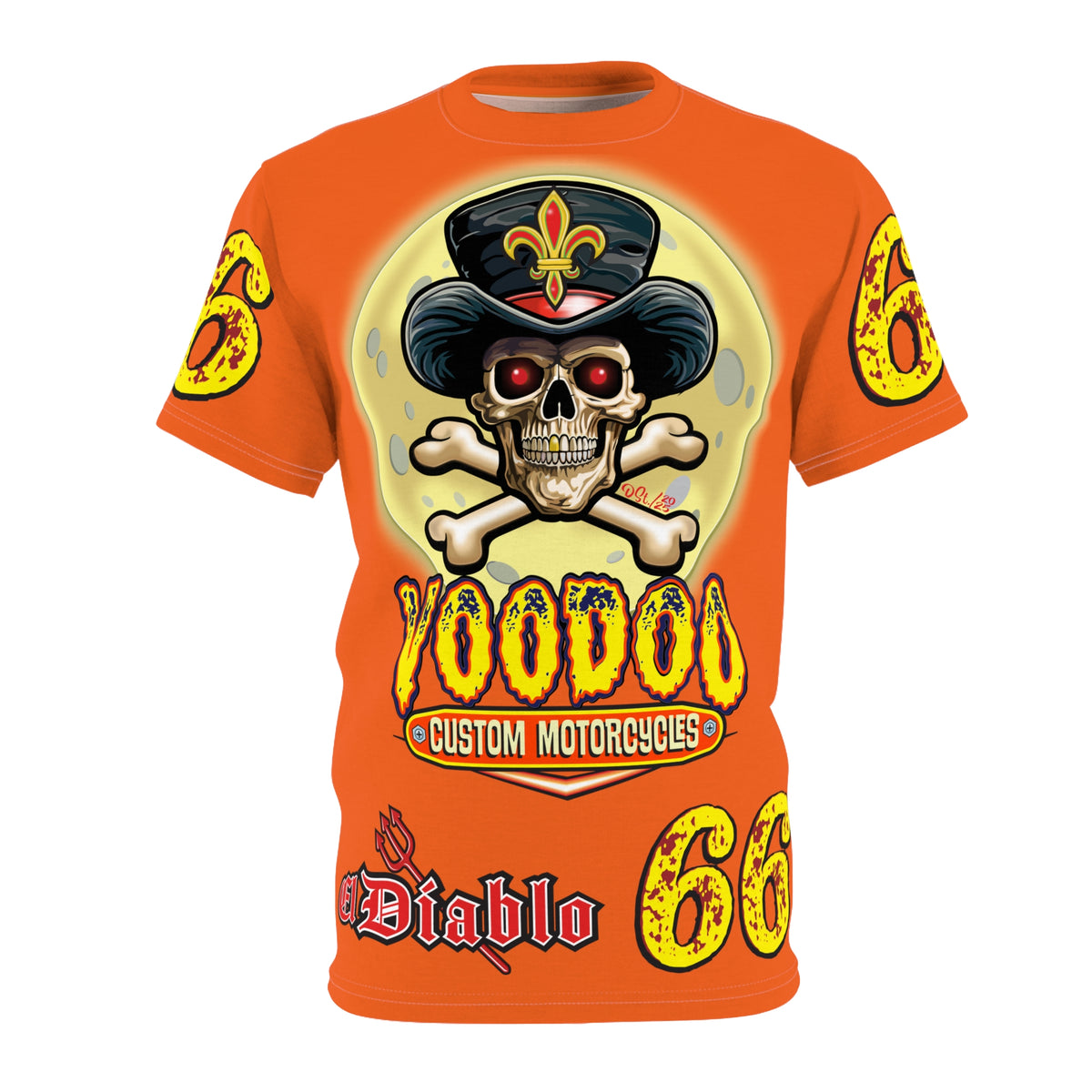 Voodoo Custom Motorcycles Unisex HiViz Tee, Edgy Graphic Shirt, Motorcycle Apparel, Skull T-Shirt, Perfect for Bikers